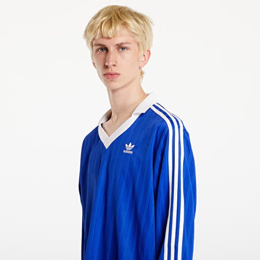 Men s T shirts adidas Pique Long Sleeve Semi Lucid Blue Queens