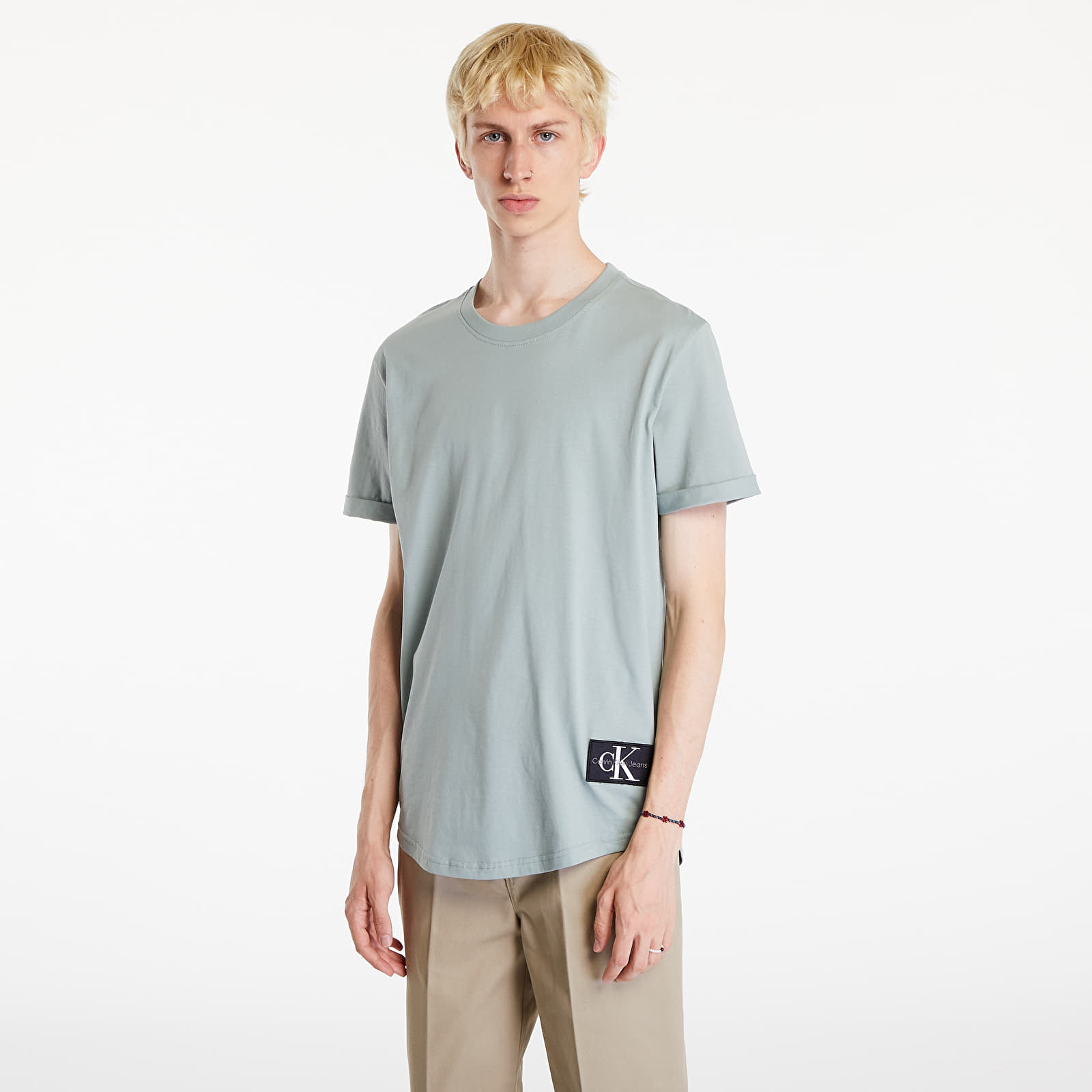 Herren-T-Shirts Calvin Klein Jeans Badge Turn Up Short Sleeve T-Shirt Slate Gray