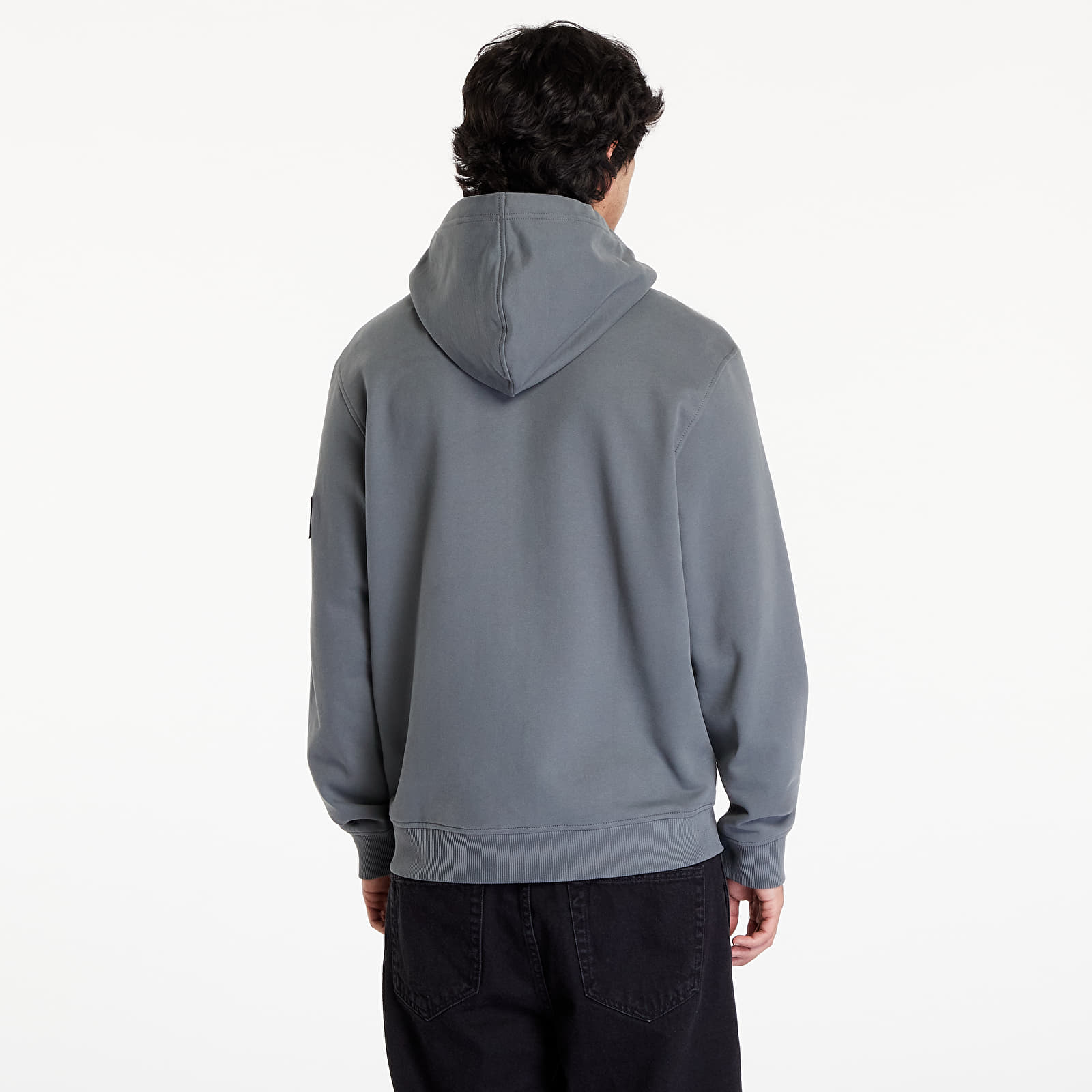 Pánské mikiny Calvin Klein Jeans Badge Zip Through Hoodie Gray
