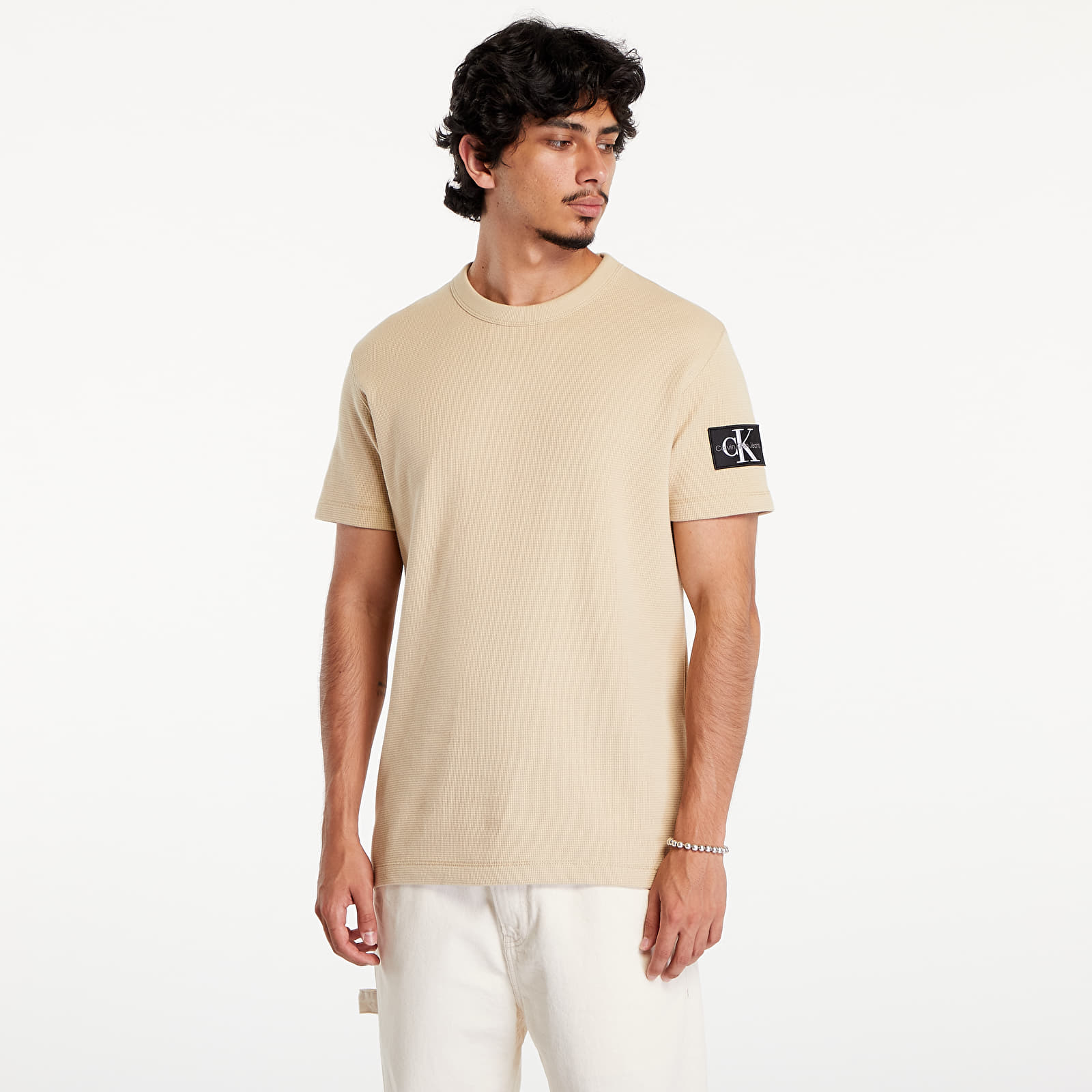 Men's T-shirts Calvin Klein Jeans Badge Waffle Tee Khaki