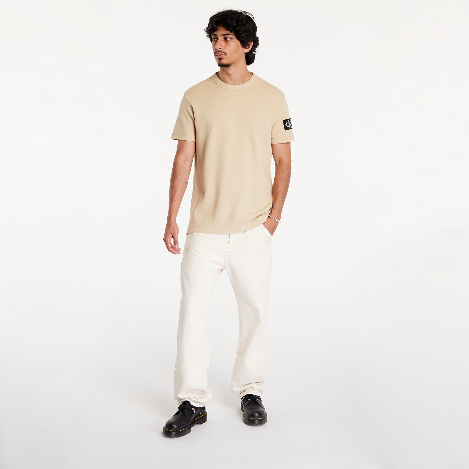 Men's T-shirts Calvin Klein Jeans Badge Waffle Tee Khaki