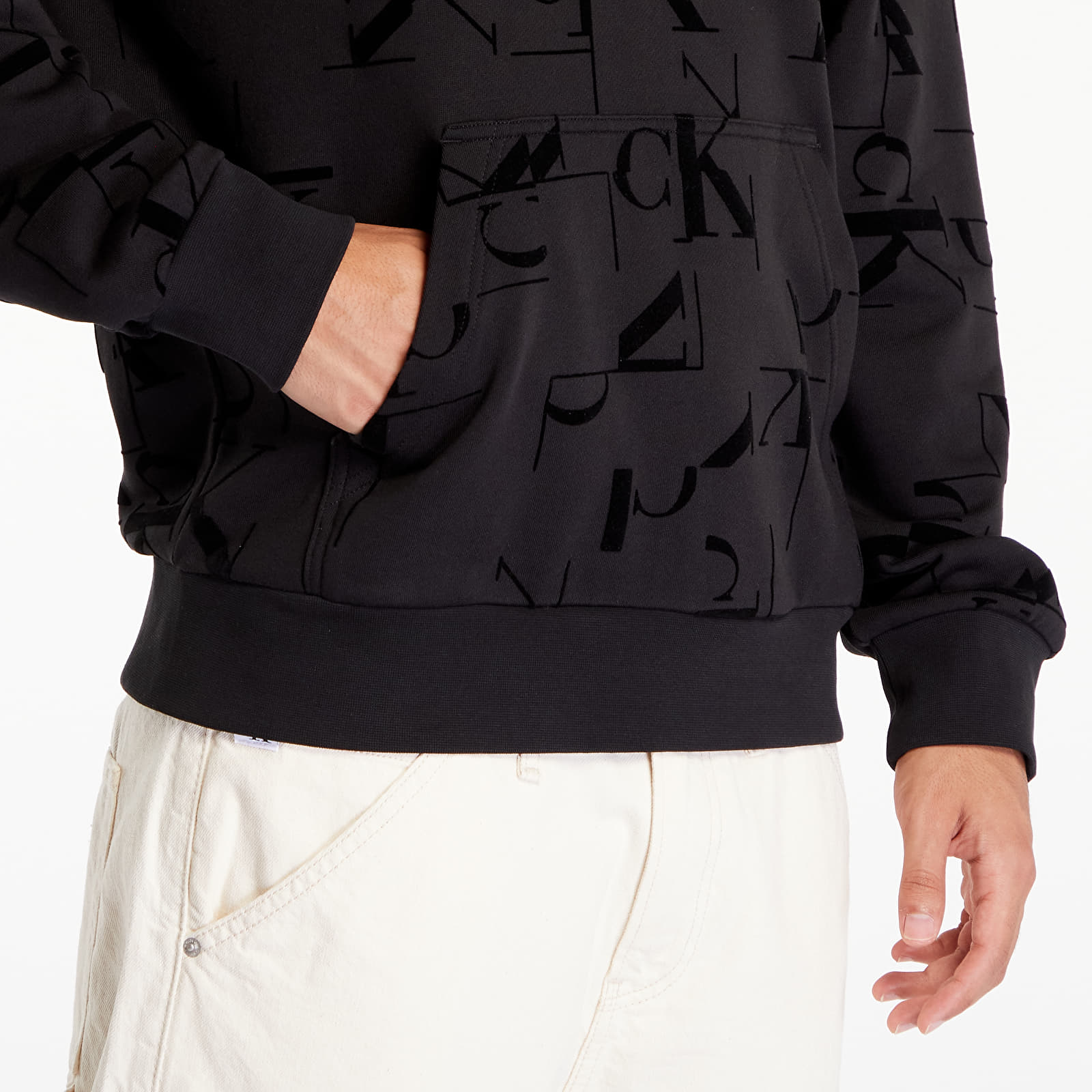 Muške majice Calvin Klein Jeans Aop Hoodie Black