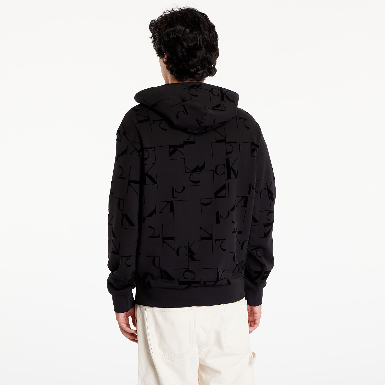 Muške majice Calvin Klein Jeans Aop Hoodie Black