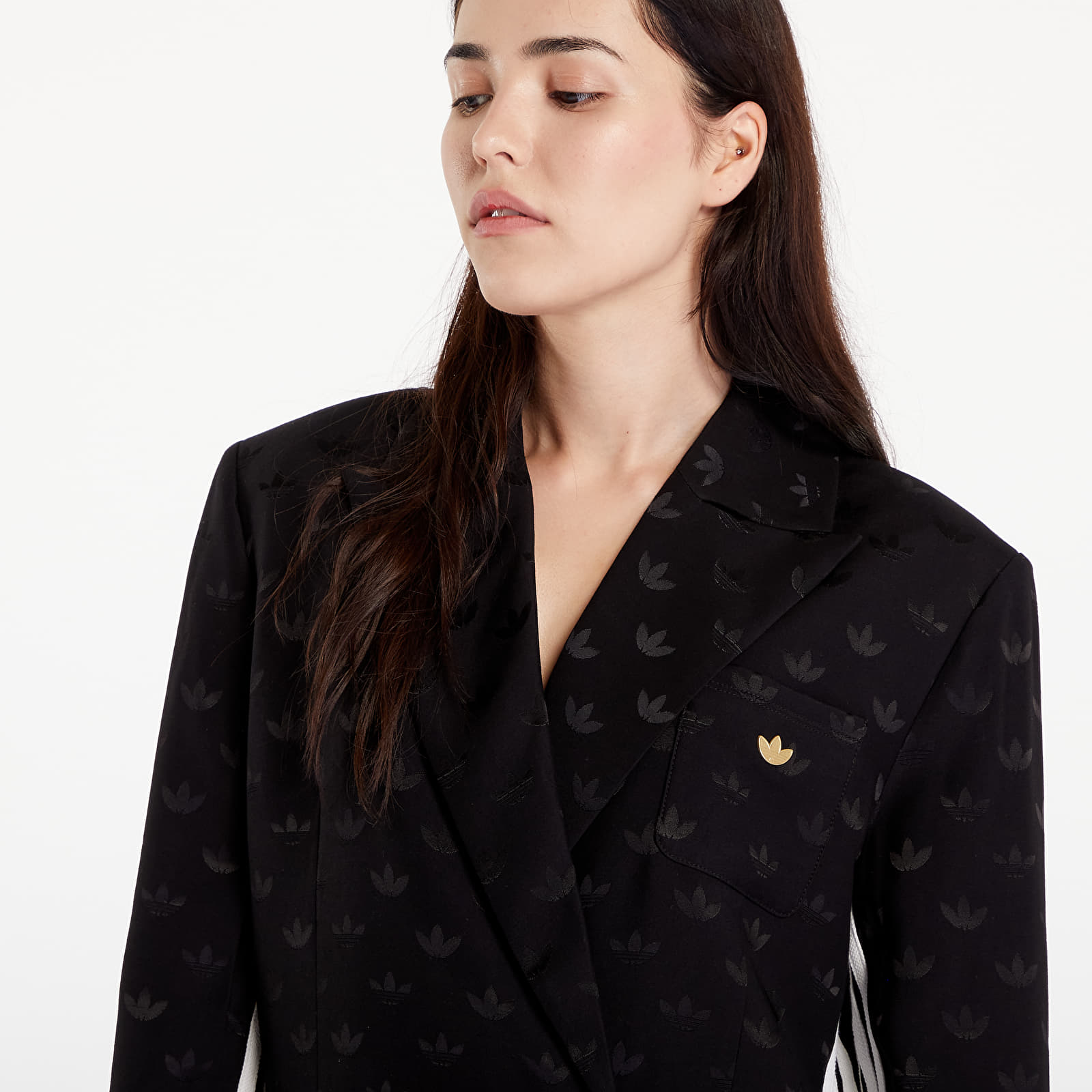 SievieŔu jakas adidas Premium Woven Jaquard Blazer Black