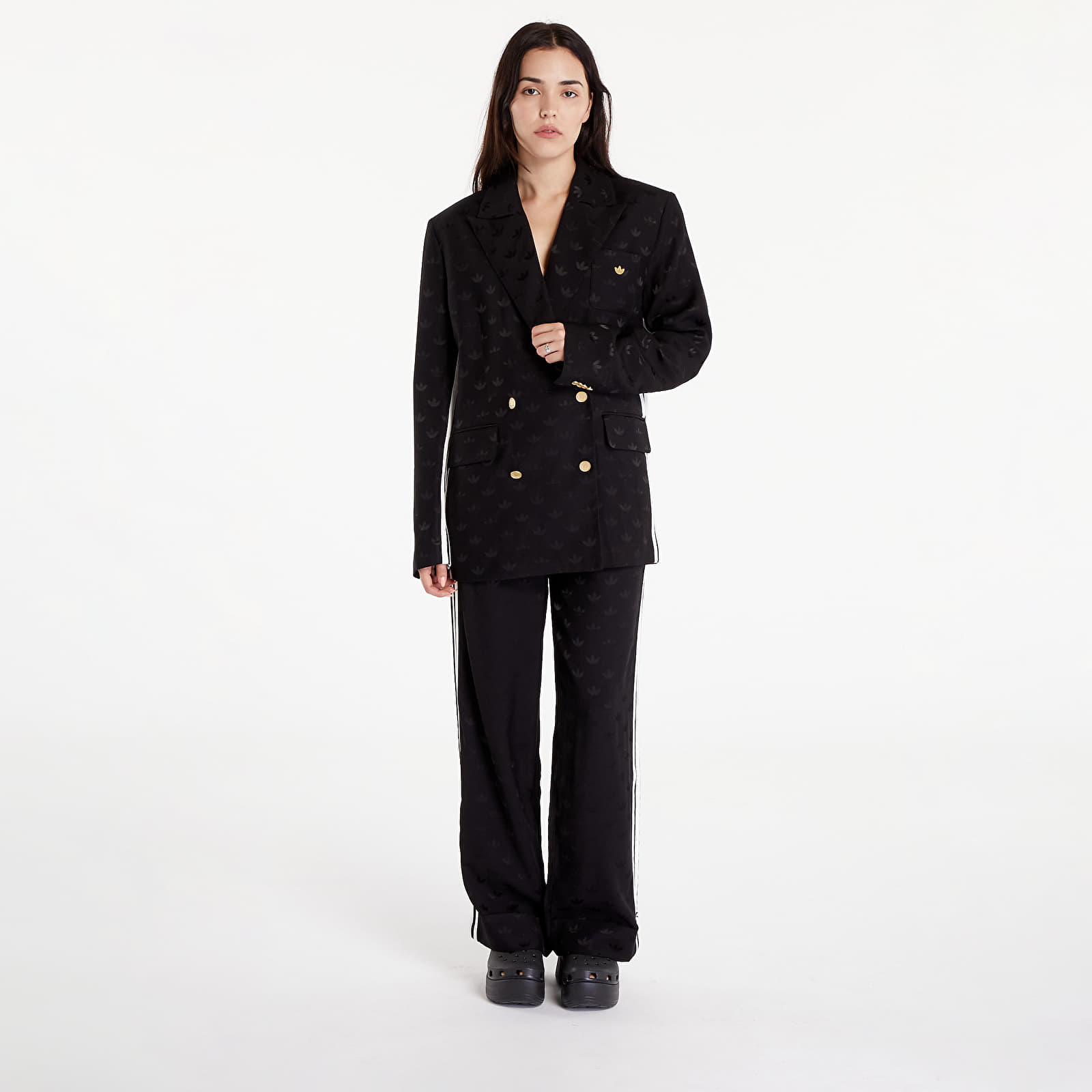 SievieŔu jakas adidas Premium Woven Jaquard Blazer Black