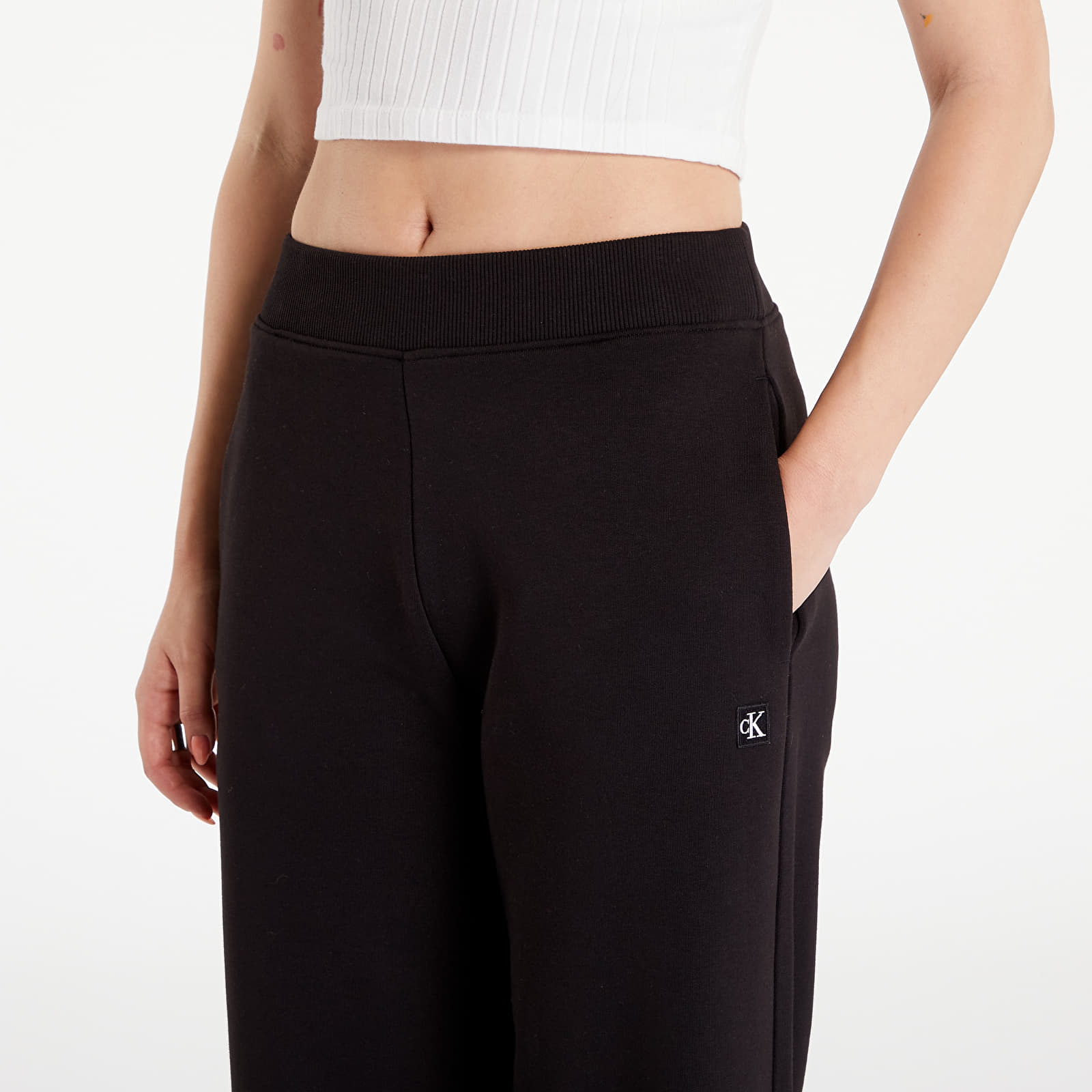 Ženske superge Calvin Klein Jeans Relaxed Cotton Terry Joggers Black
