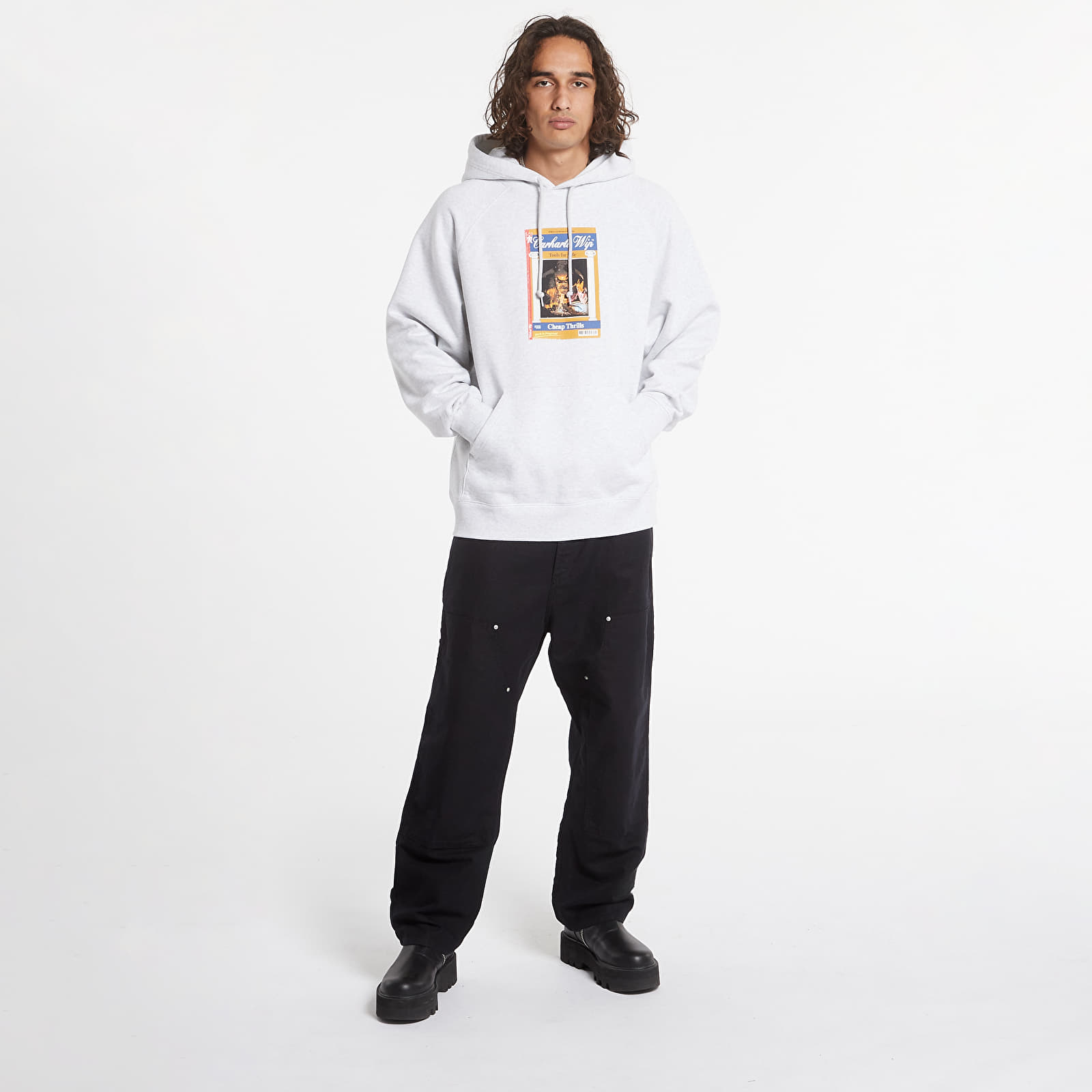 Mikiny Carhartt WIP Hooded Cheap Thrills Sweat UNISEX Ash Heather