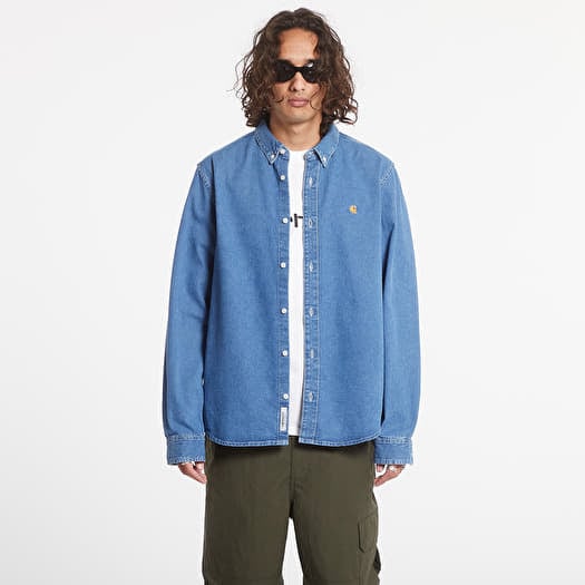 Košeľa Carhartt WIP L/S Weldon Shirt Blue Heavy Stone Wash