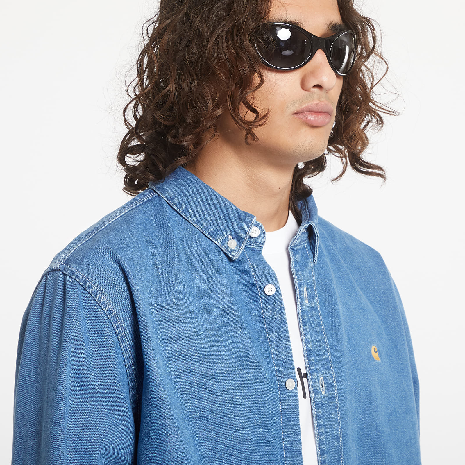 Košulja Carhartt WIP L/S Weldon Shirt Blue Heavy Stone Wash