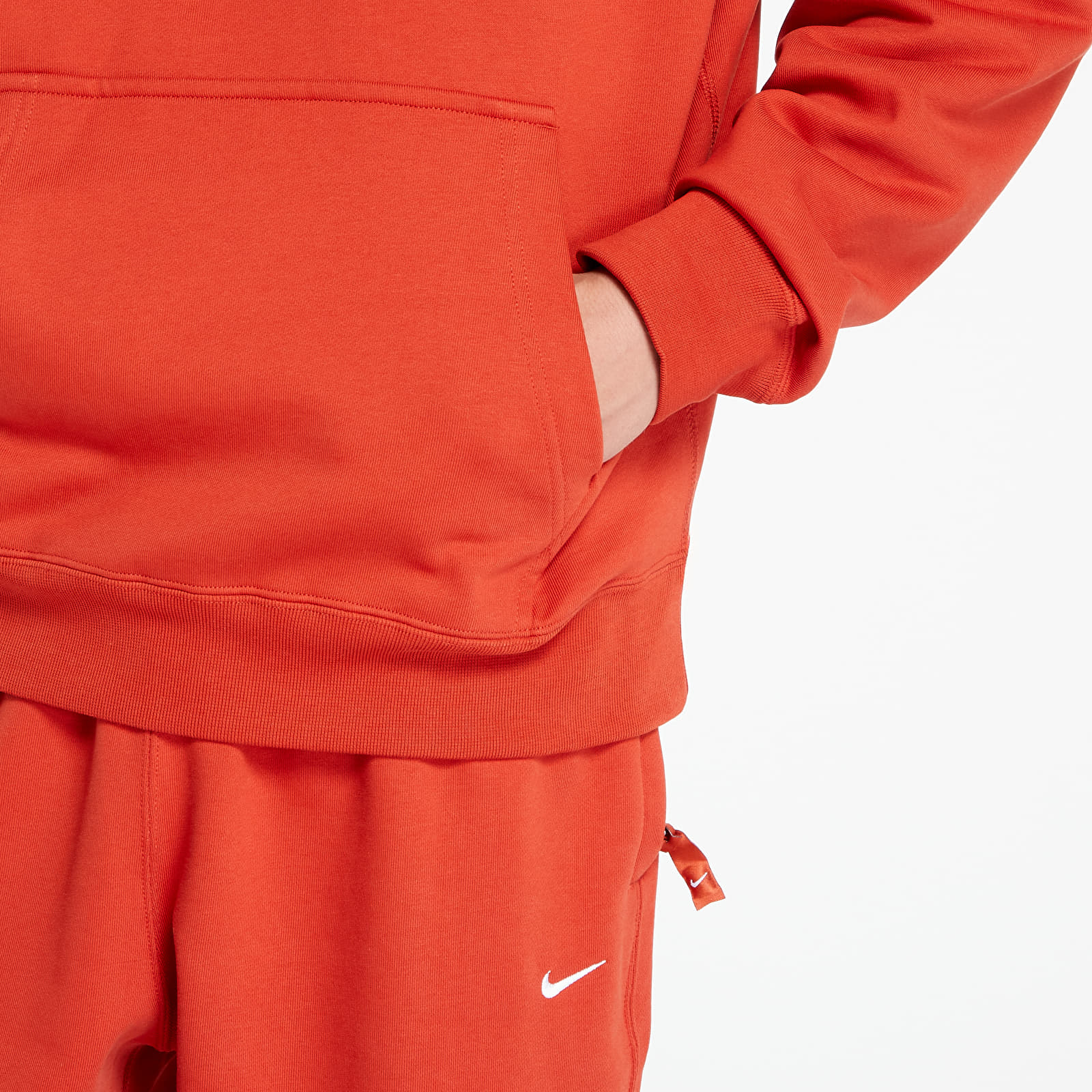 Bluzy męskie Nike Solo Swoosh Men's Fleece Pullover Hoodie Dragon Red/ White