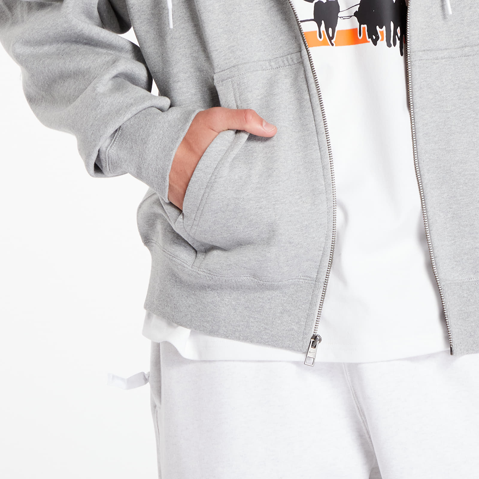 Men's sweatshirts Nike Solo Swoosh Men's Full-Zip Hoodie Dark Grey Heather/ White