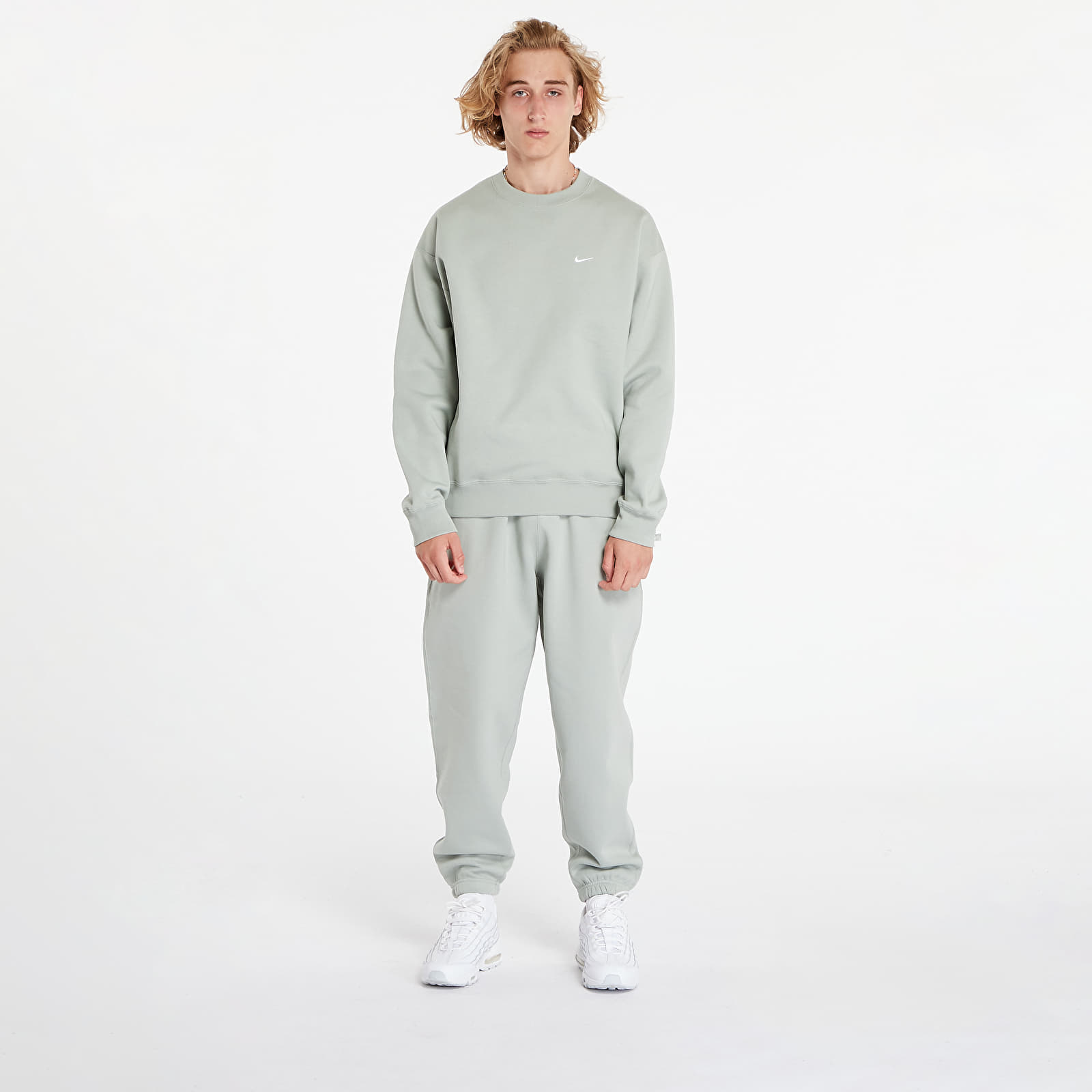 Men's sweatpants Nike Solo Swoosh Men's Fleece Pants Jade Horizon/ White