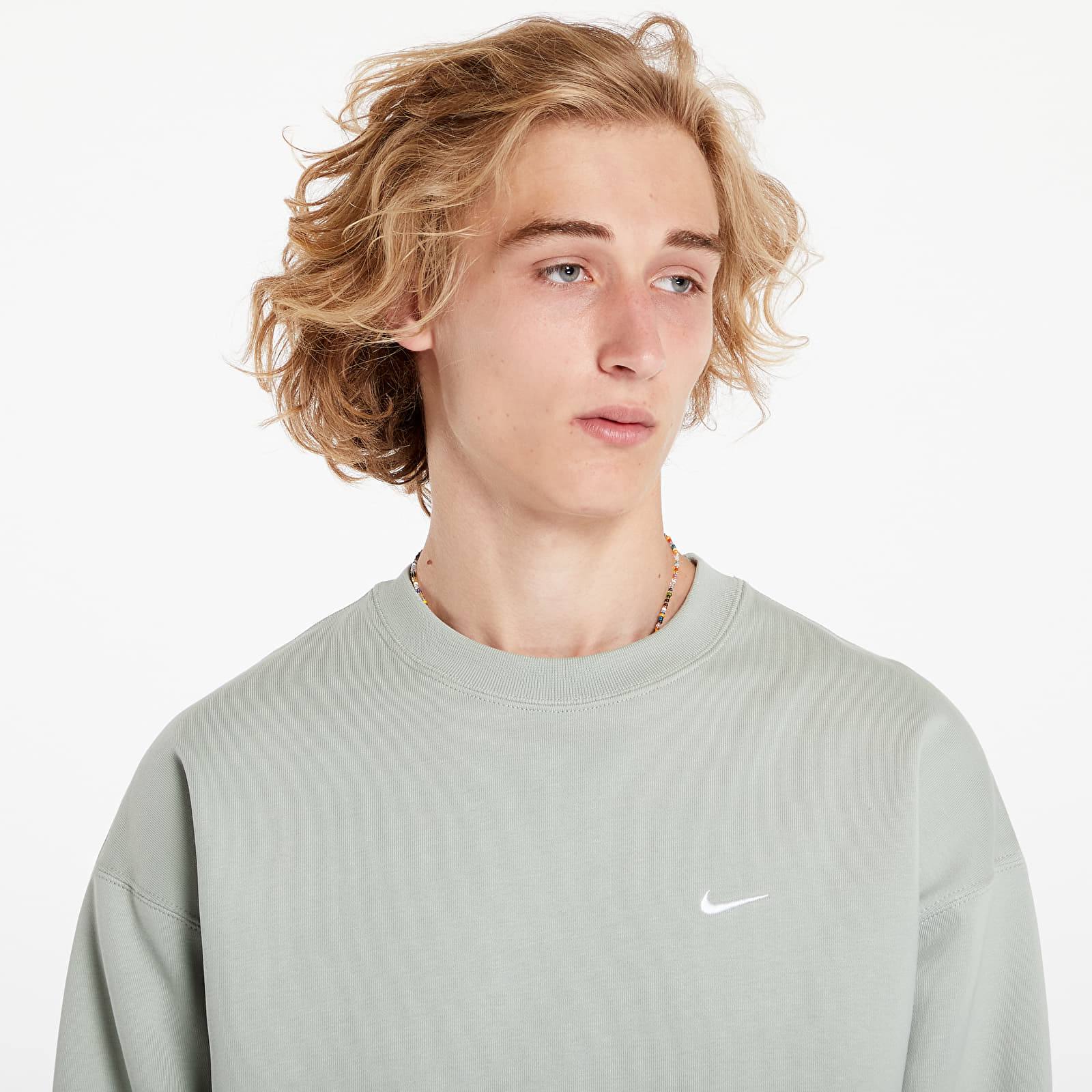 Bluzy męskie Nike Solo Swoosh Men's Fleece Crew Jade Horizon/ White