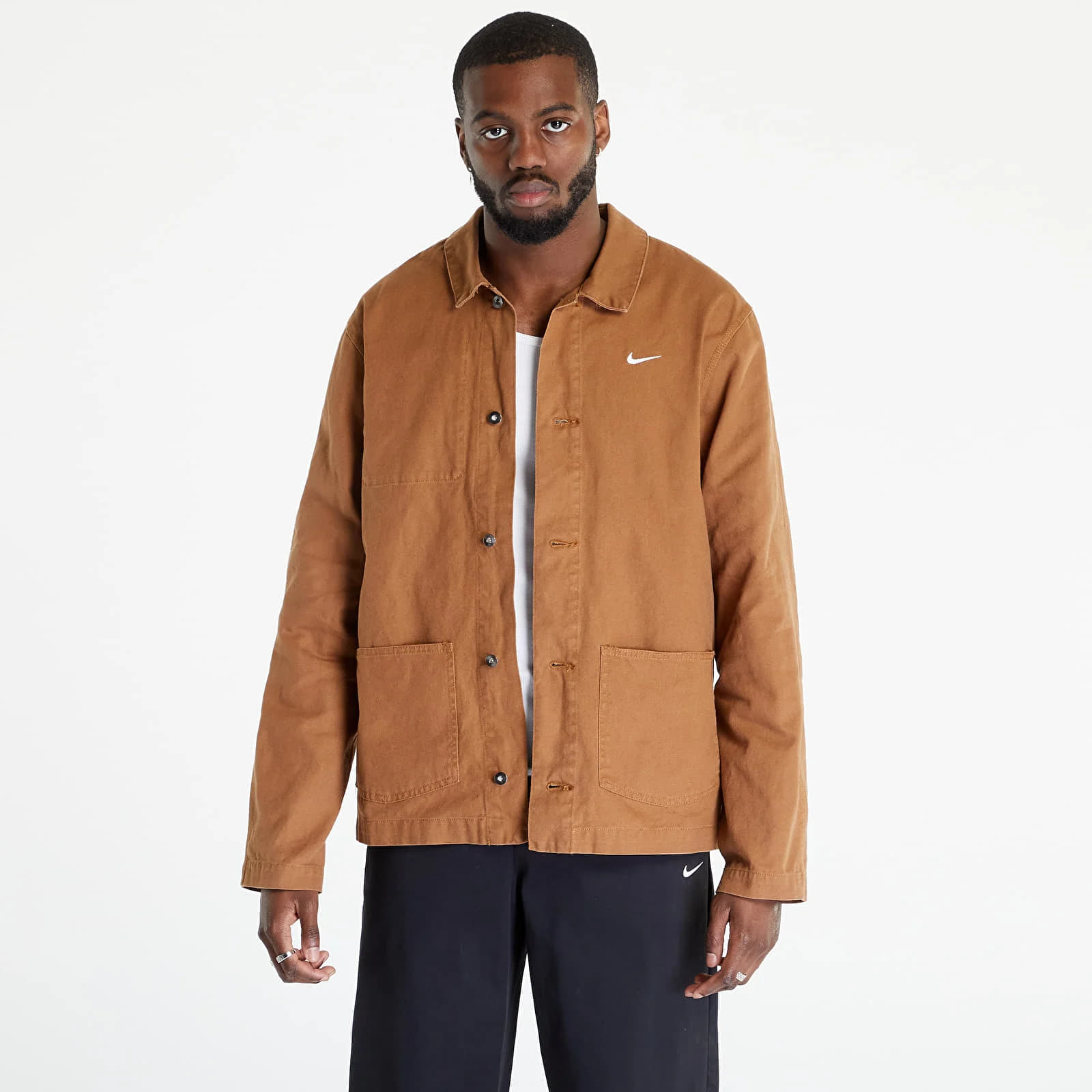 Pánské bundy a kabáty Nike Sportswear Unlined Chore Coat Ale Brown/ White