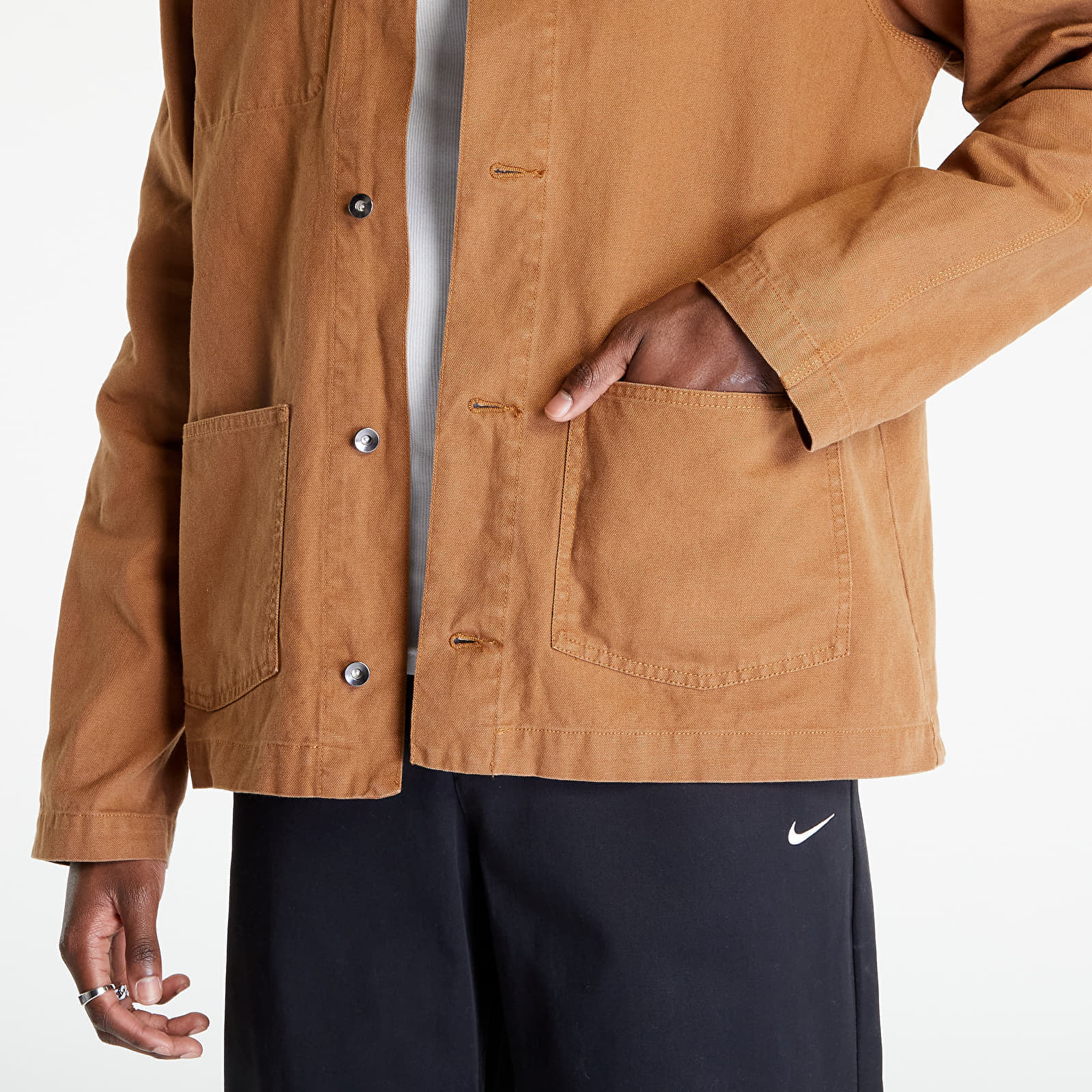 Pánské bundy a kabáty Nike Sportswear Unlined Chore Coat Ale Brown/ White