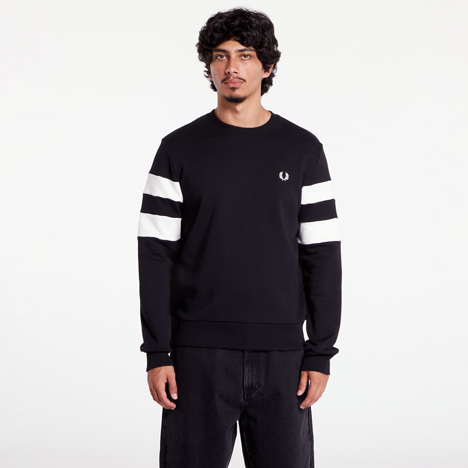 Men's sweatshirts FRED PERRY Tipped Sleeve Sweatshirt Black