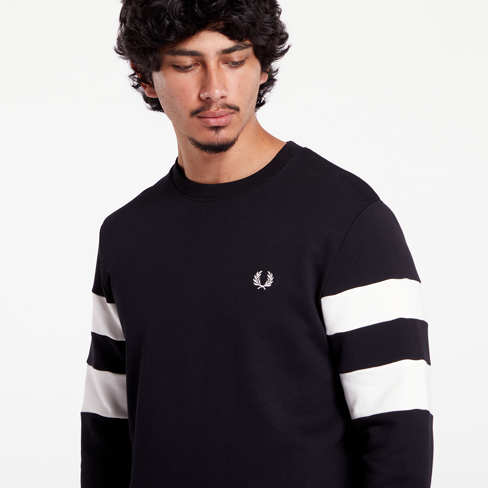 Men's sweatshirts FRED PERRY Tipped Sleeve Sweatshirt Black
