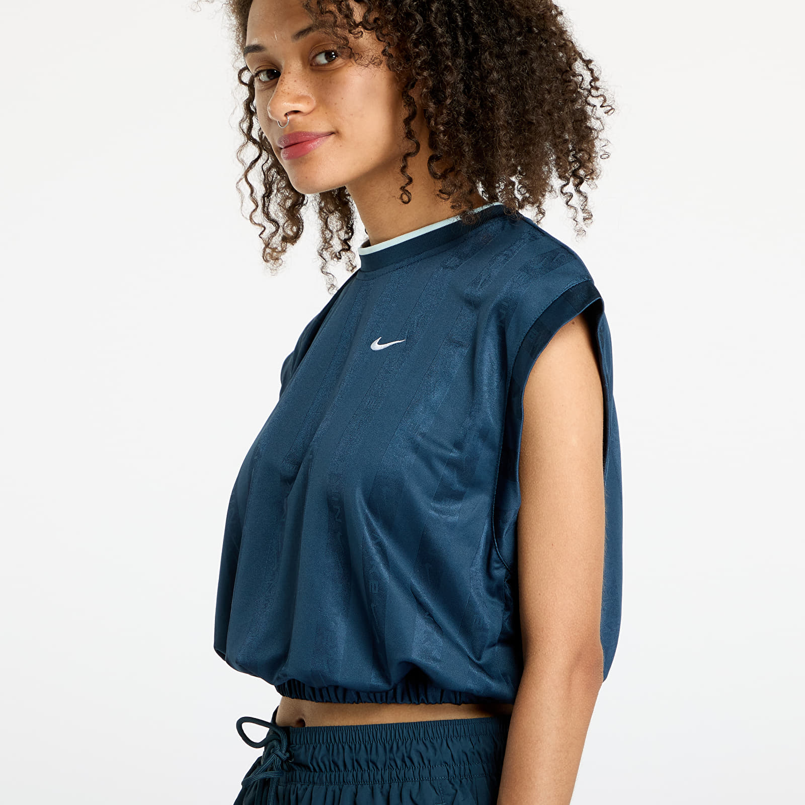 T-shirts Nike Sportswear Collection Women's Dri-FIT Jacquard Short-Sleeve Jersey Top Armory Navy/ Armory Navy/ White
