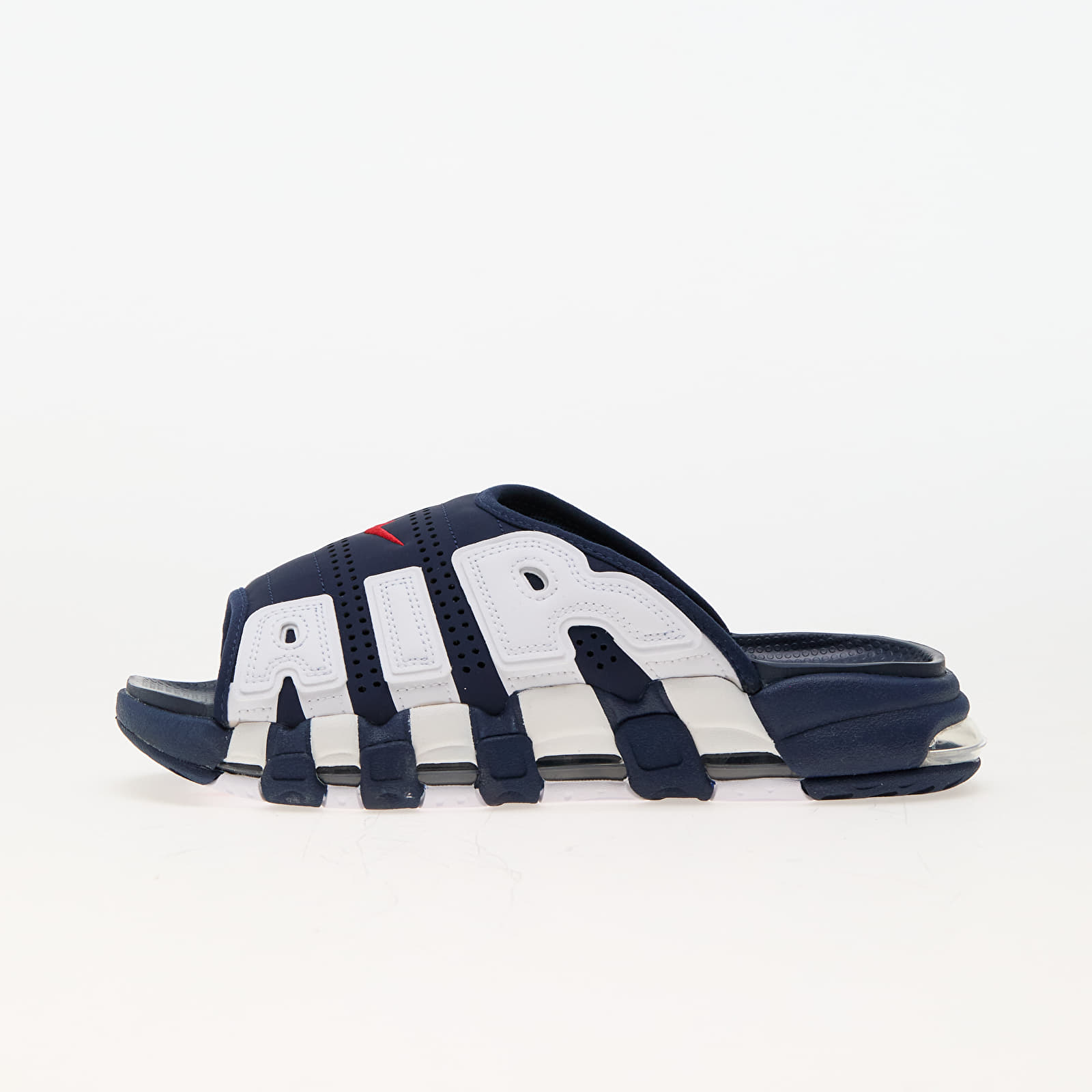 Scarpe Nike Air More Uptempo Slide Midnight Navy University Red White Clear Queens