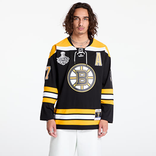 Jersey Mitchell Ness Boston Bruins 37 Patrice Bergeron NHL Stanley Cup Jersey Black Yellow