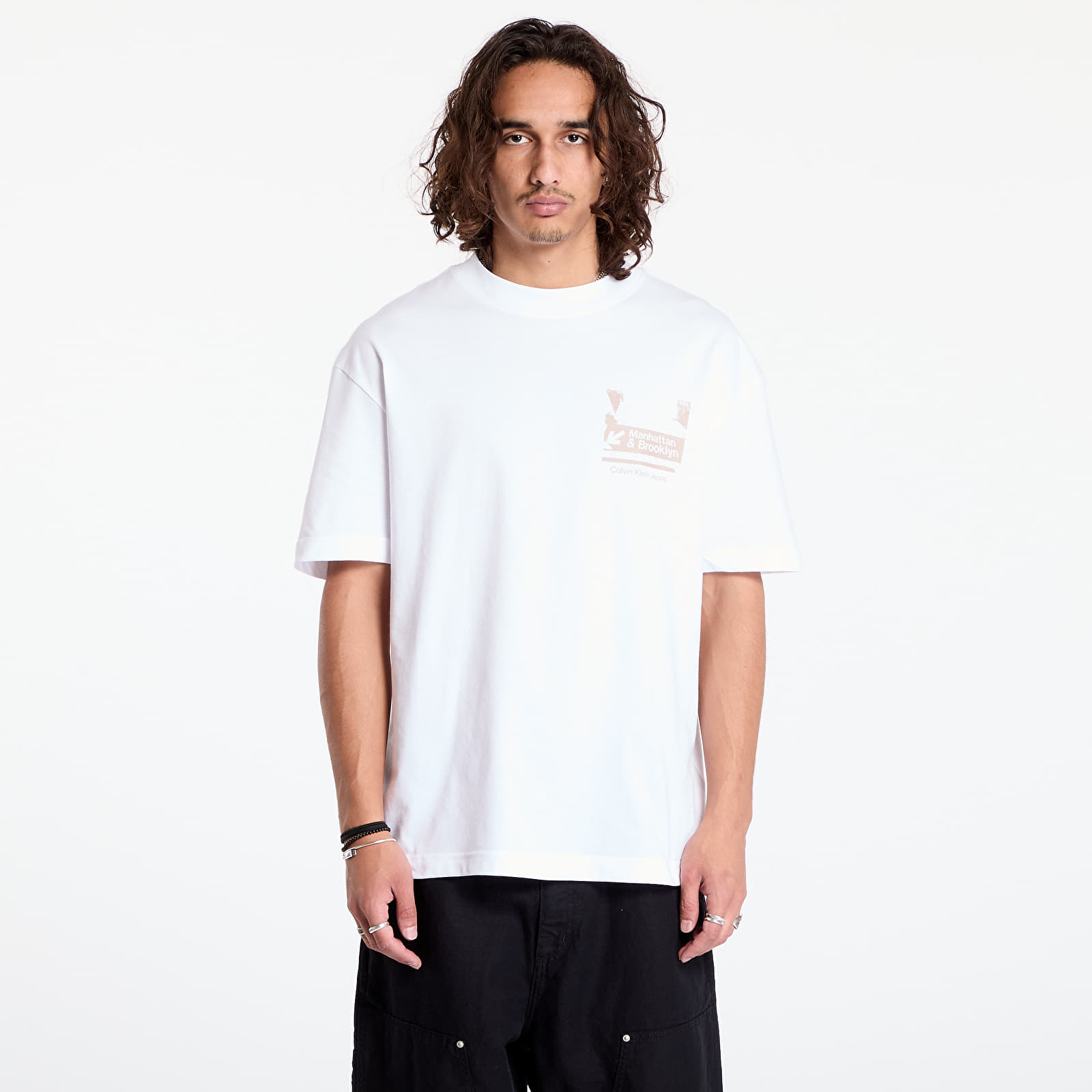 Tricouri pentru bărbați Calvin Klein Jeans Subway Sign Tee White