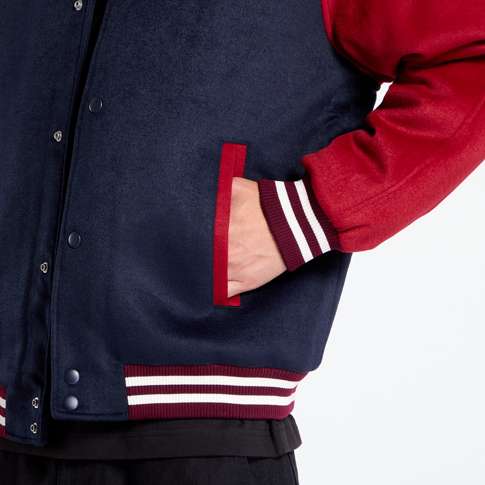 Kurtki bomberki męskie Tommy Jeans Wool Blend Crest Bomber Dark Night Navy/ Regatta Red