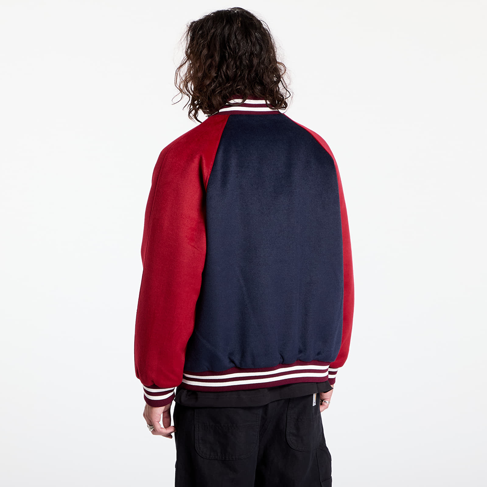 Kurtki bomberki męskie Tommy Jeans Wool Blend Crest Bomber Dark Night Navy/ Regatta Red