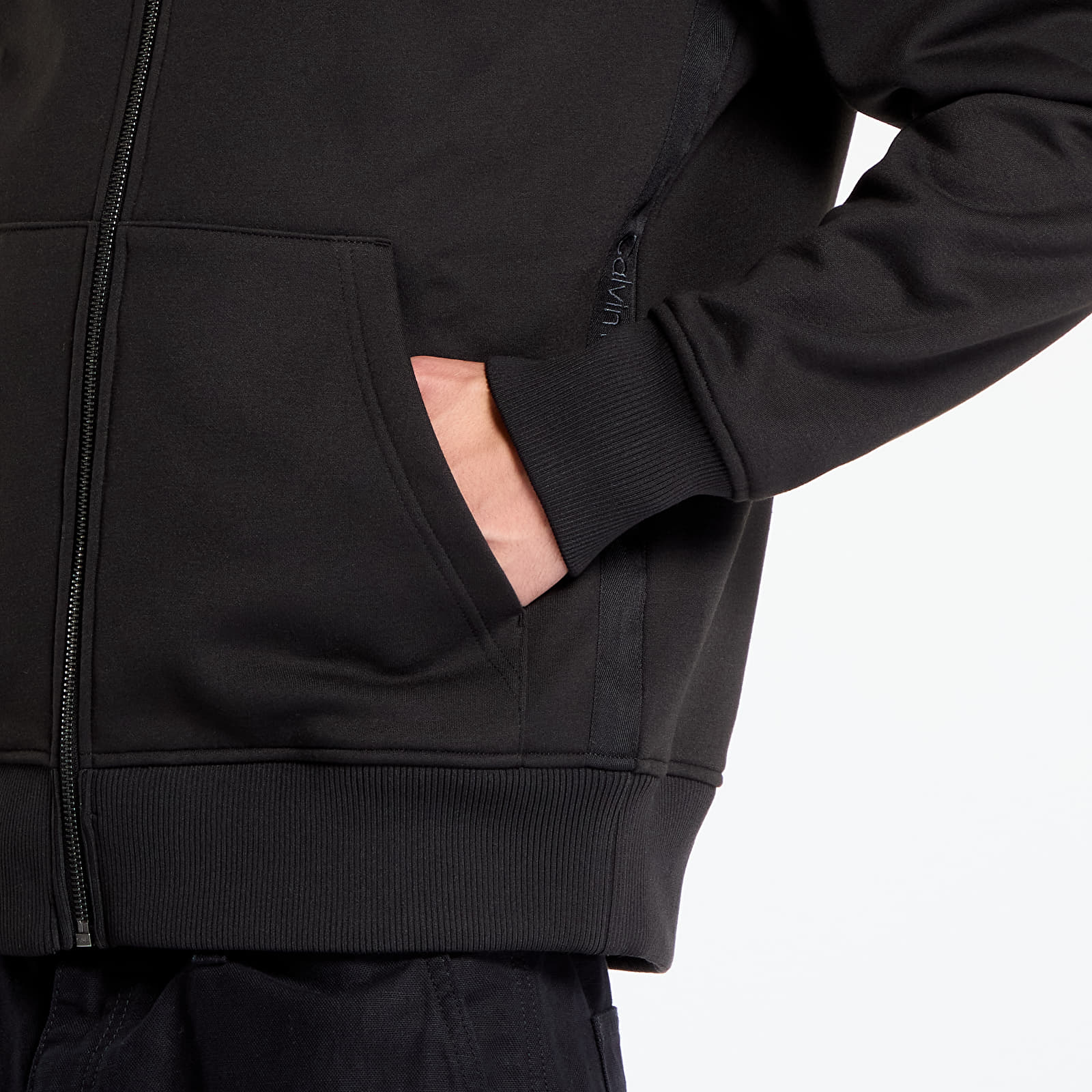Moške majice Calvin Klein Jeans Logo Tape Zip Through Black