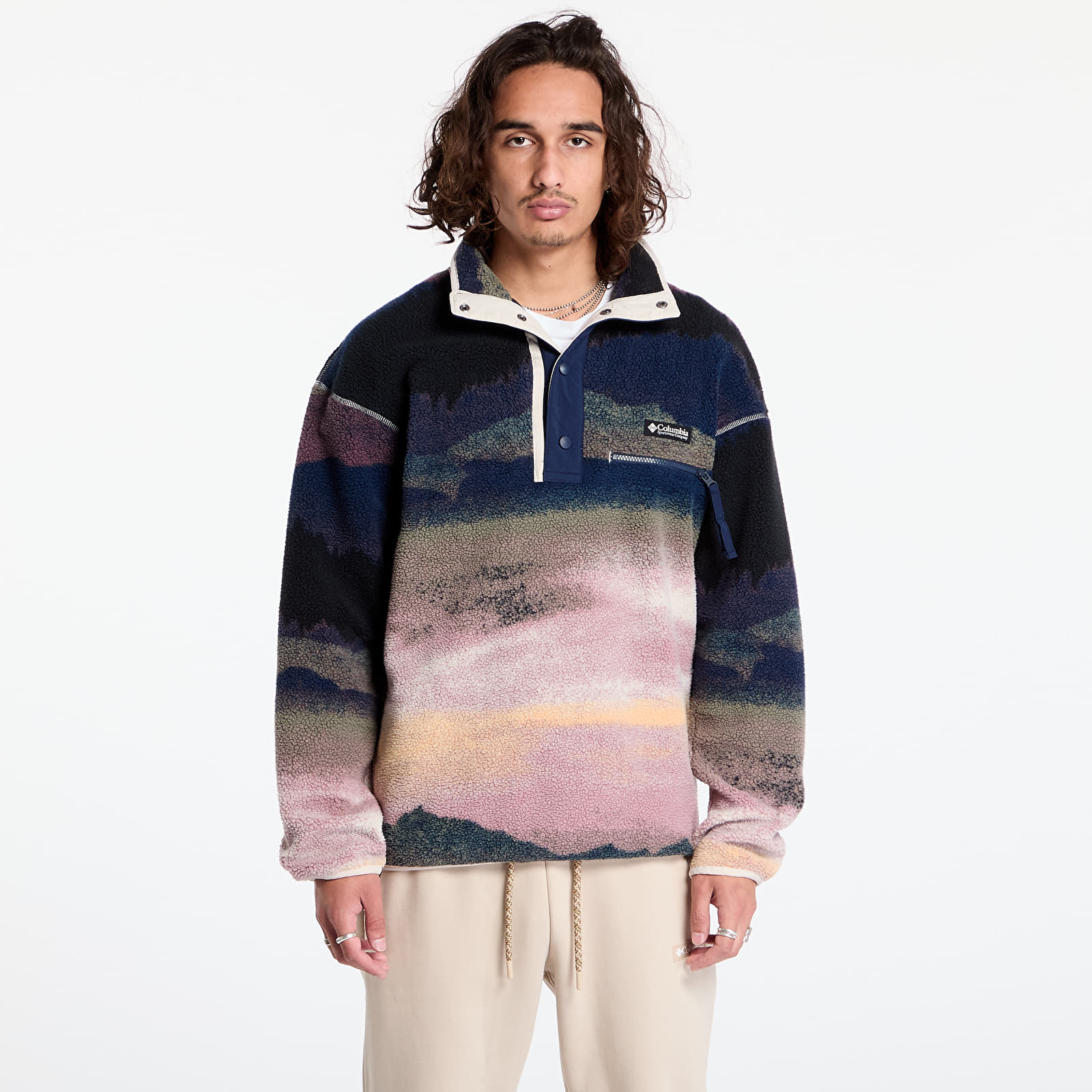 Camisolas de homem Columbia Helvetia™ II Printed Half Snap Fleece Collegiate Navy