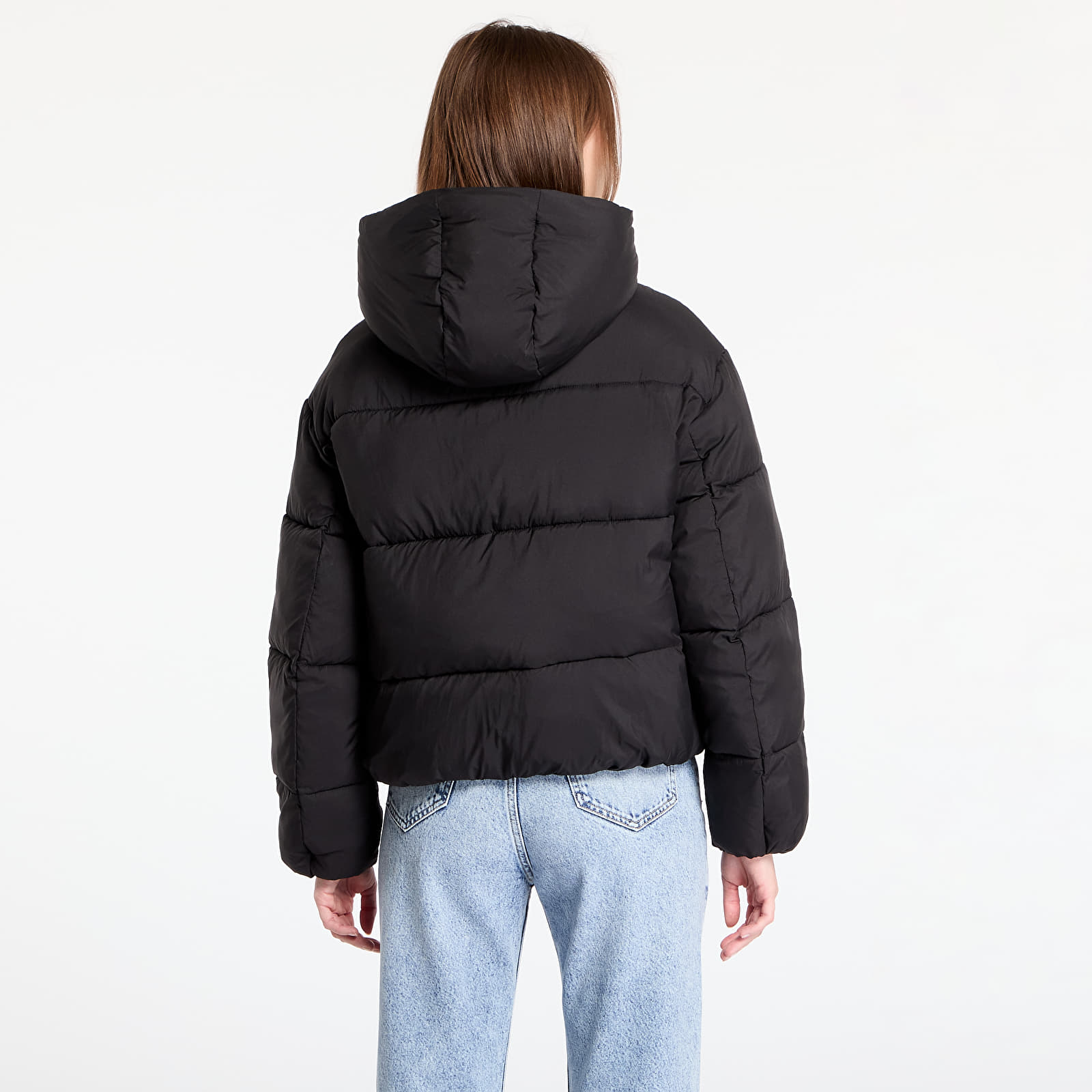 Women's jackets Calvin Klein Jeans Logo Short Hooded Puffer Jacket Black