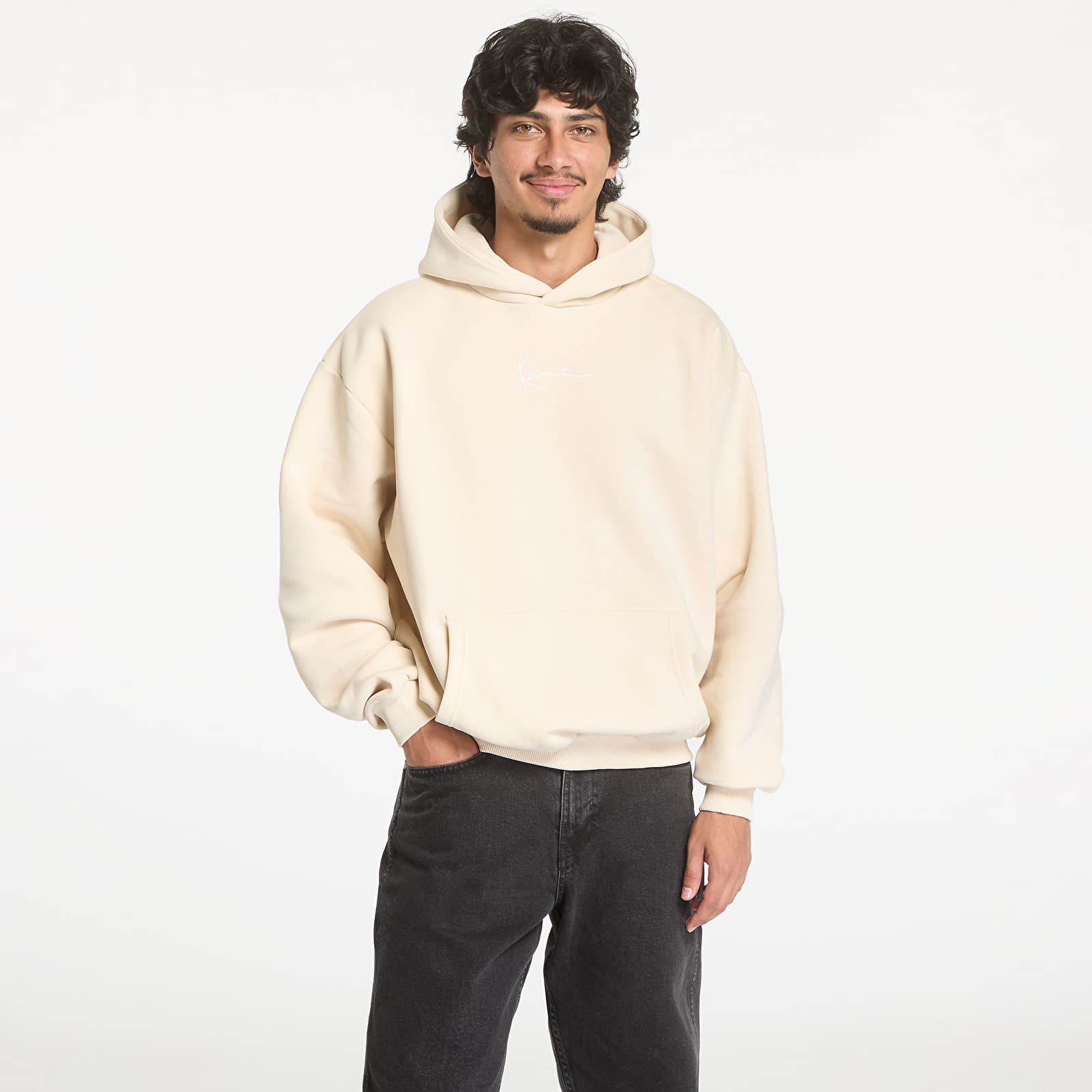 Mikine Karl Kani Small Signature Essential OS Hoodie Light Sand