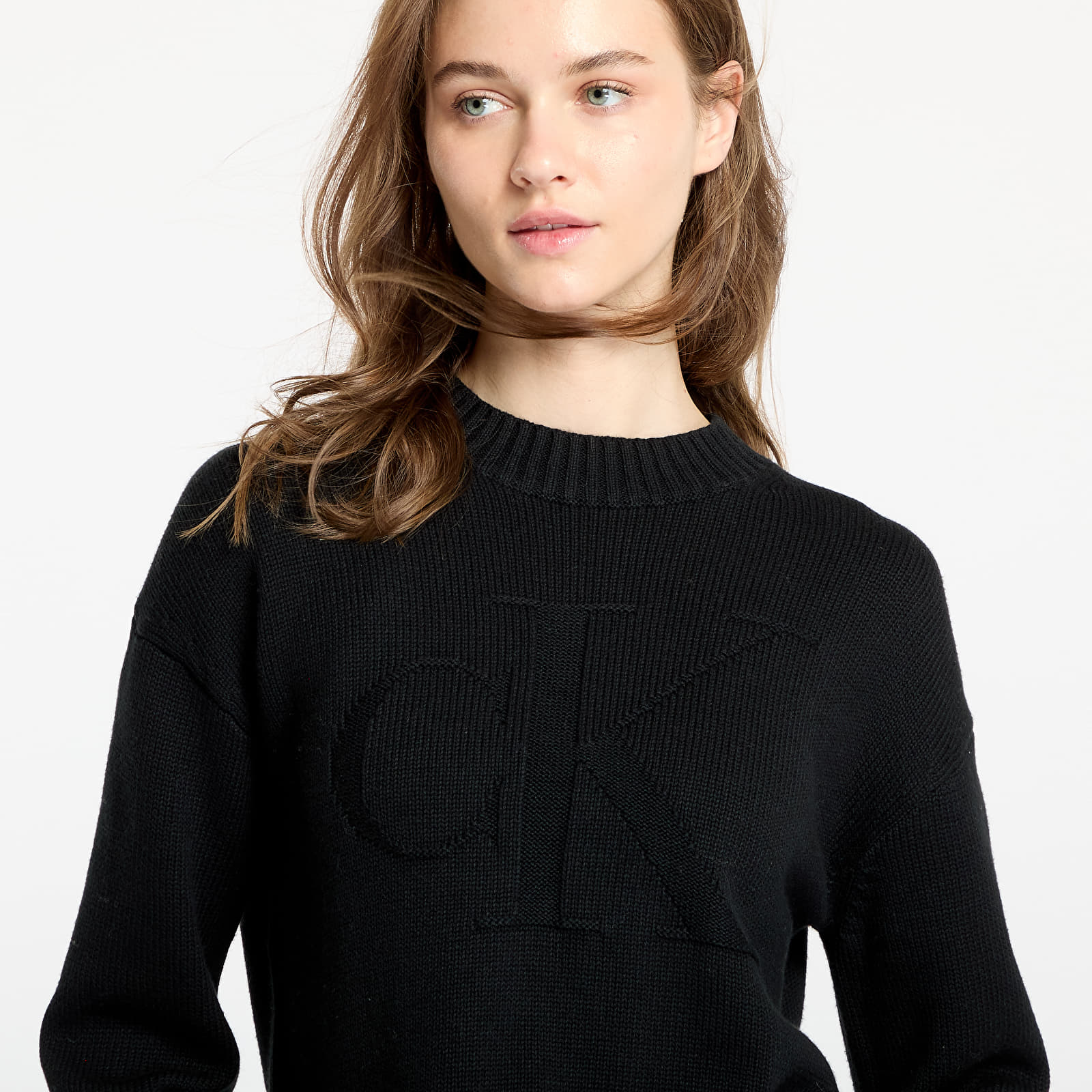 Women's Sweaters Calvin Klein Jeans Intarsia Loose Sweater Black