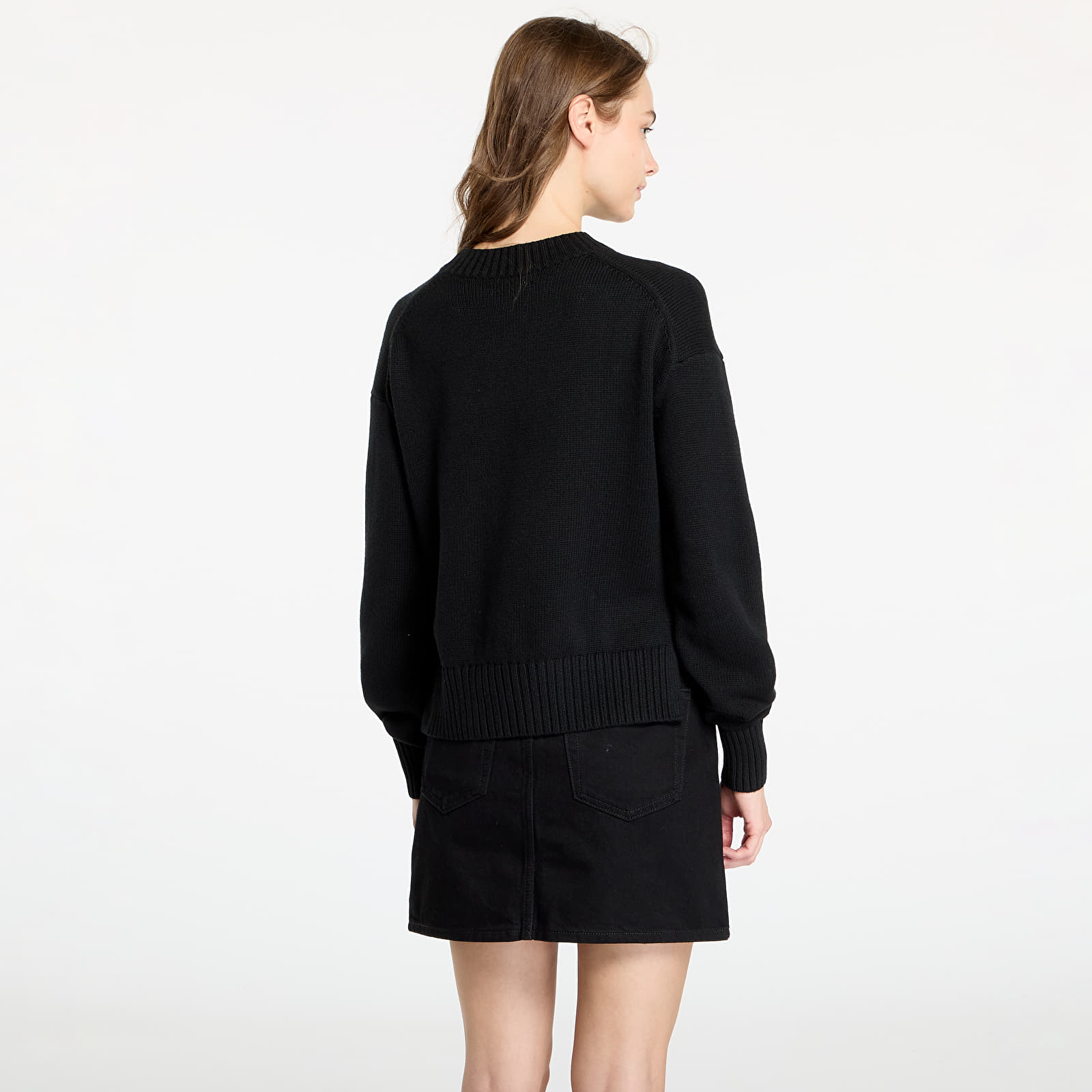 Ženski puloverji Calvin Klein Jeans Intarsia Loose Sweater Black