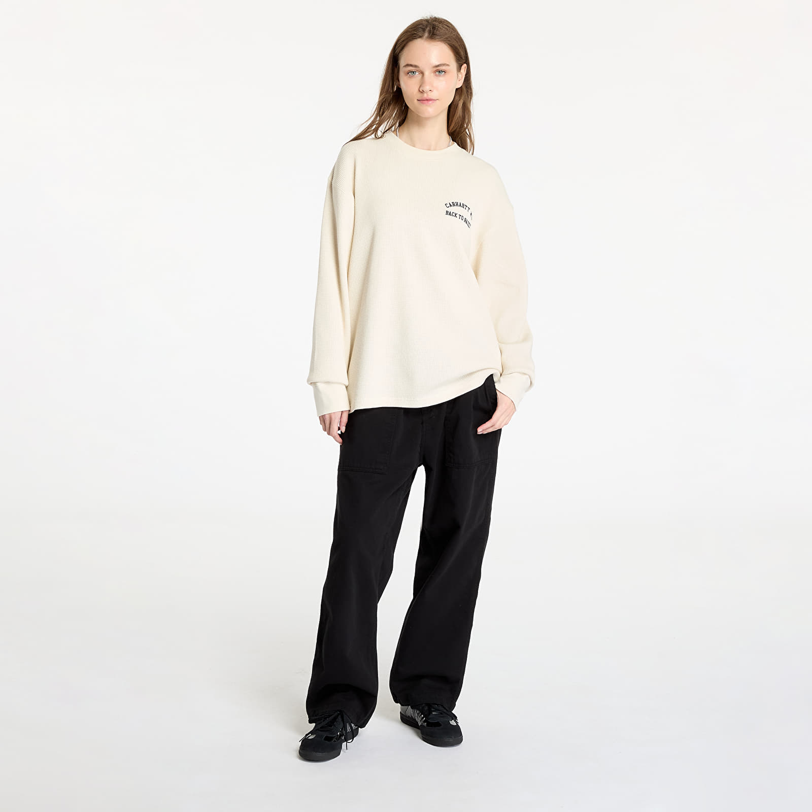 T-Shirts Männer Carhartt WIP Basics Script Long Sleeve Tee UNISEX Natural/ Black