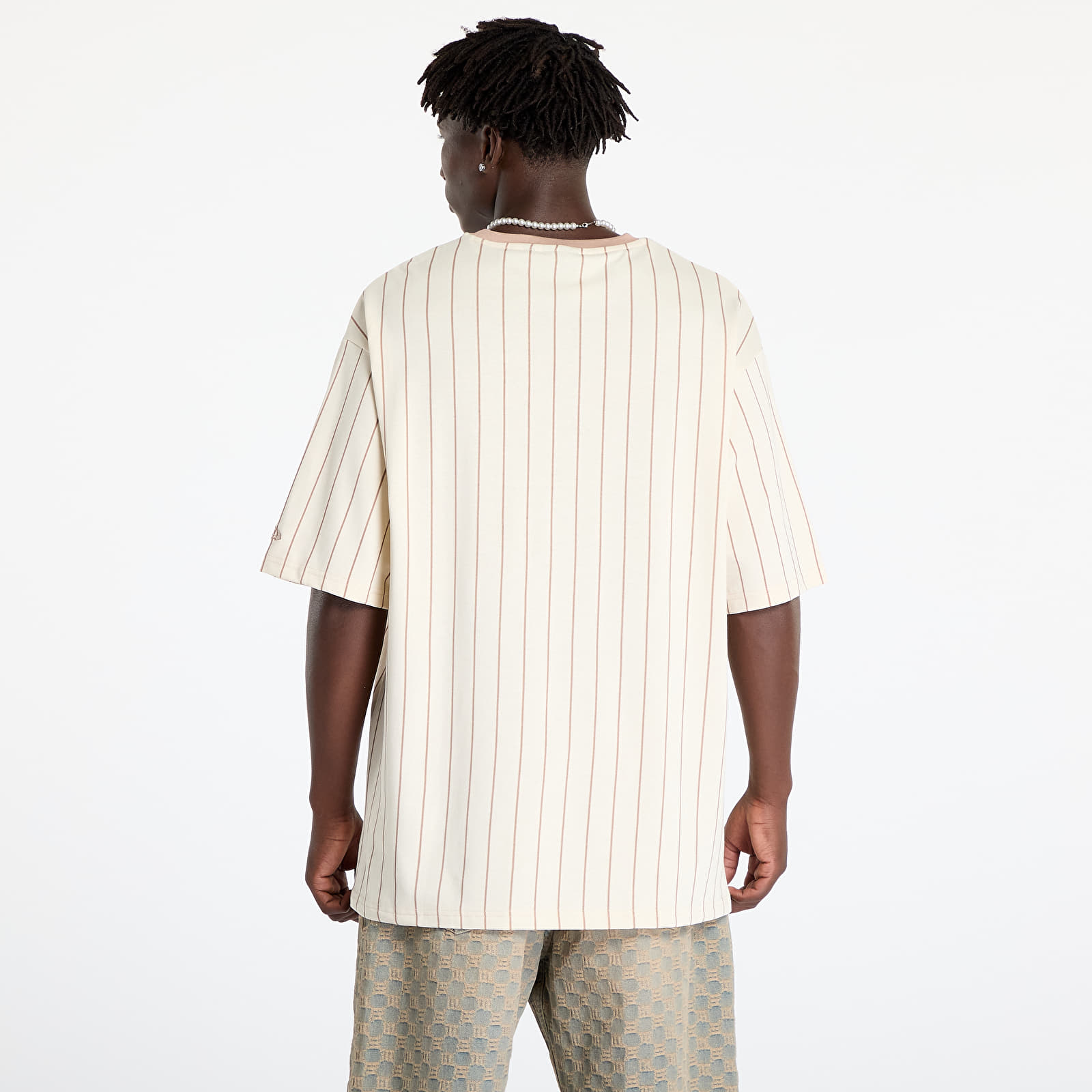 Men's T-shirts New Era Pinstripe Oversized Tee UNISEX Light Cream