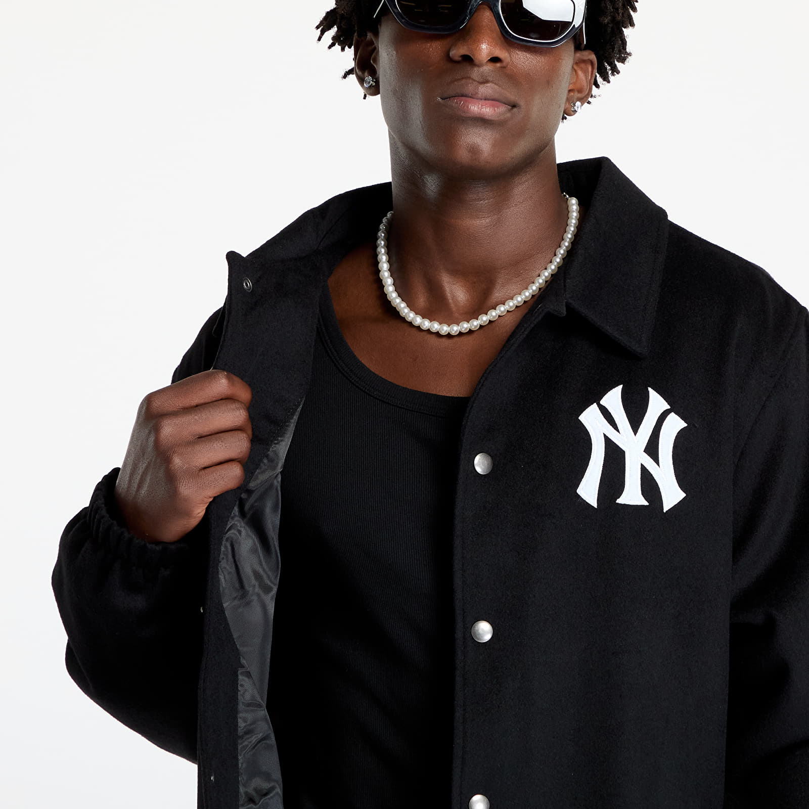 Herrenjacken New Era New York Yankees MLB Wool Coaches Jacket UNISEX Black/ White