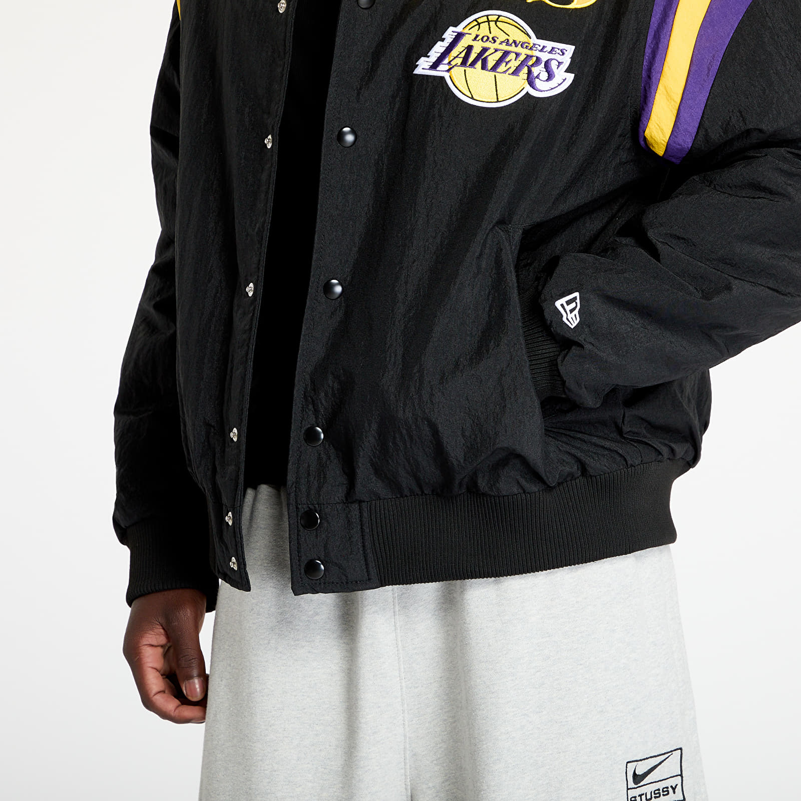 Men's bombers New Era Los Angeles Lakers NBA Panel Bomber Jacket UNISEX Black/ Canary Yellow