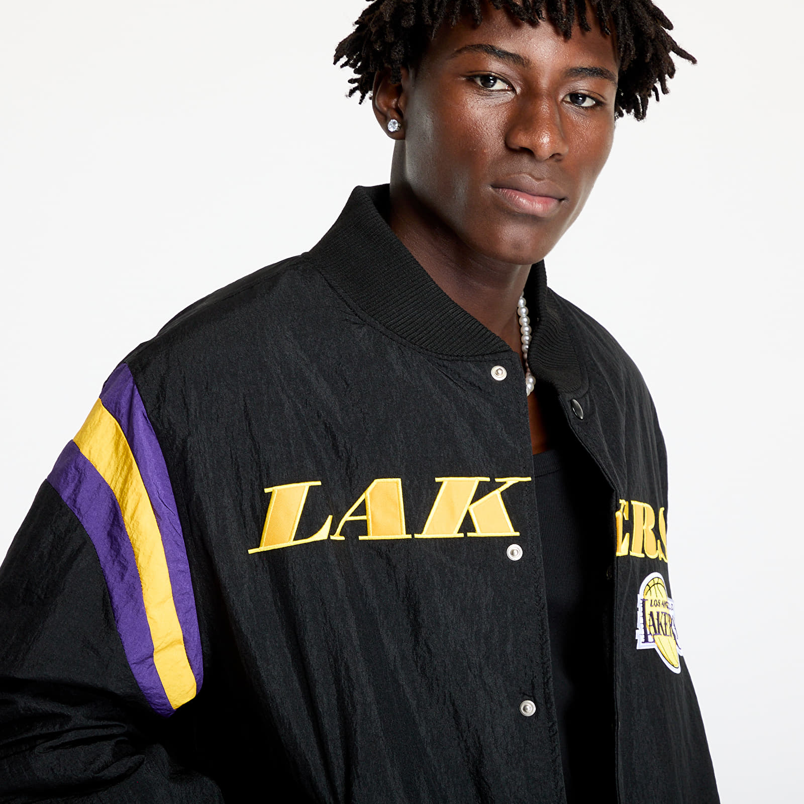 Men's bombers New Era Los Angeles Lakers NBA Panel Bomber Jacket UNISEX Black/ Canary Yellow