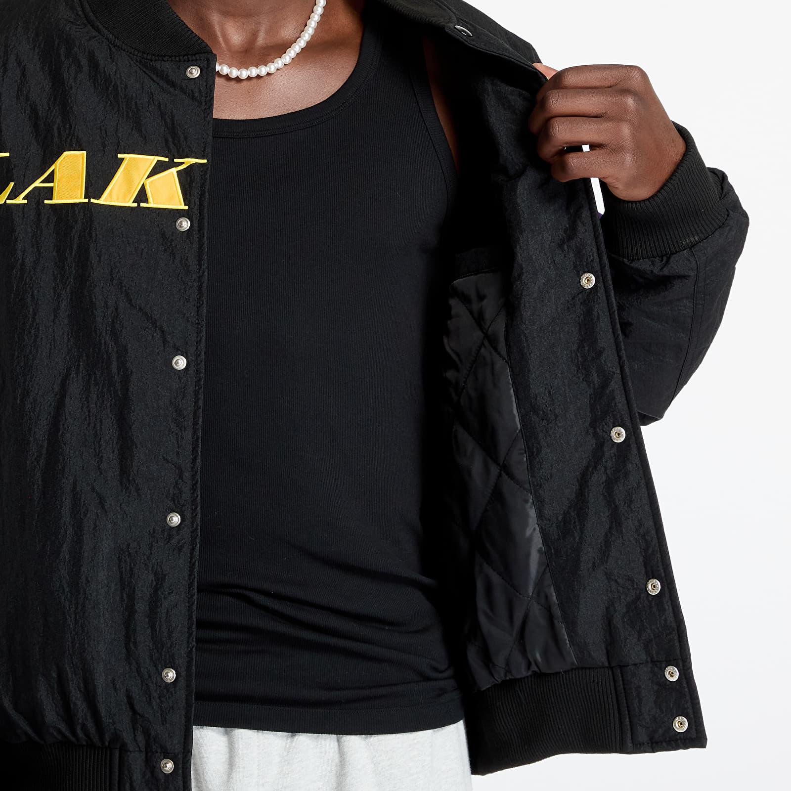 Men's bombers New Era Los Angeles Lakers NBA Panel Bomber Jacket UNISEX Black/ Canary Yellow