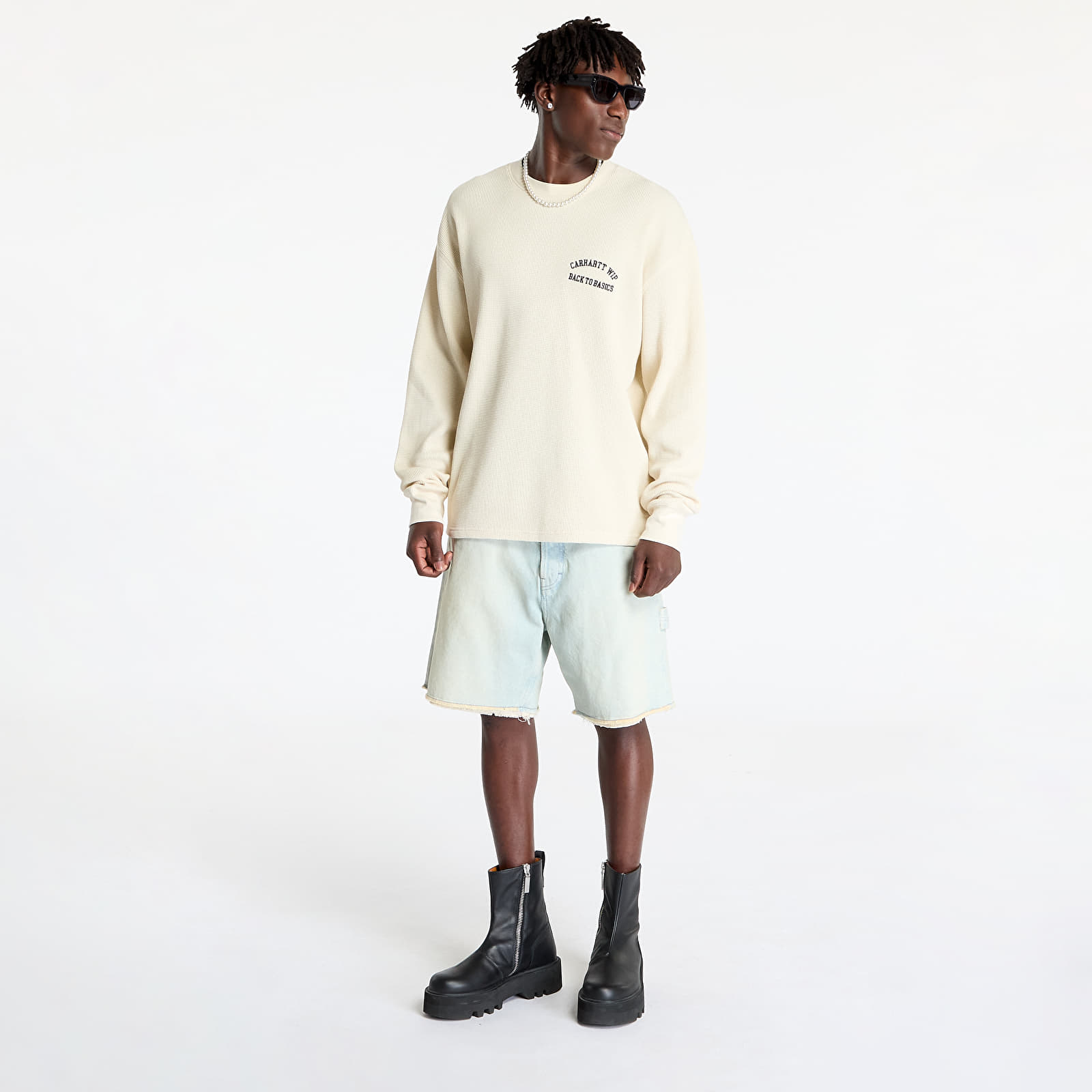 T-Shirts Männer Carhartt WIP Basics Script Long Sleeve Tee UNISEX Natural/ Black