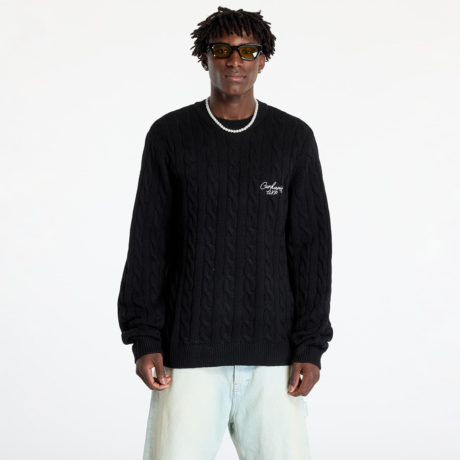 Pánske svetre Carhartt WIP Signature Sweater UNISEX Black/ Wax