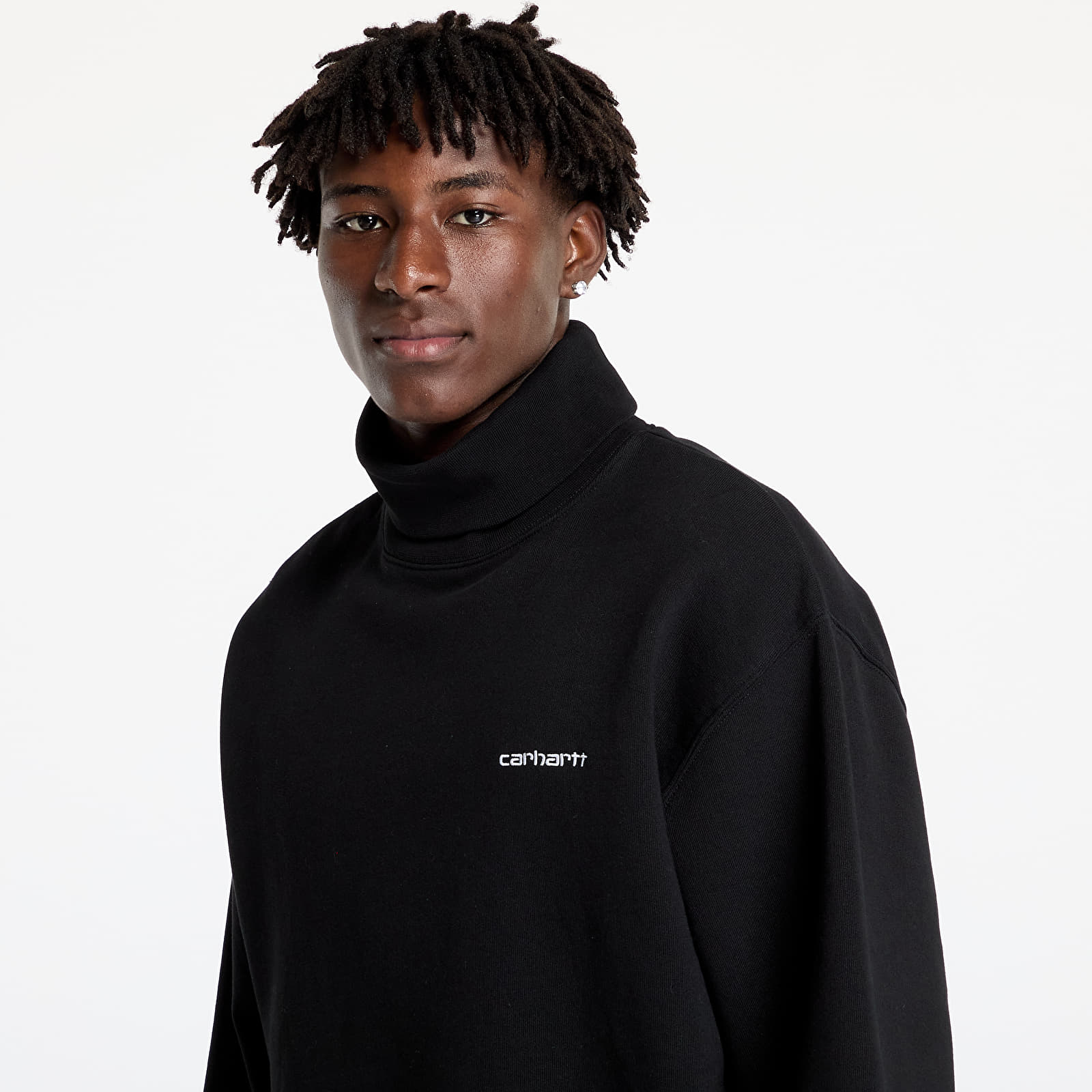 Men s sweatshirts Carhartt WIP Script Mockneck Sweat UNISEX Black Queens