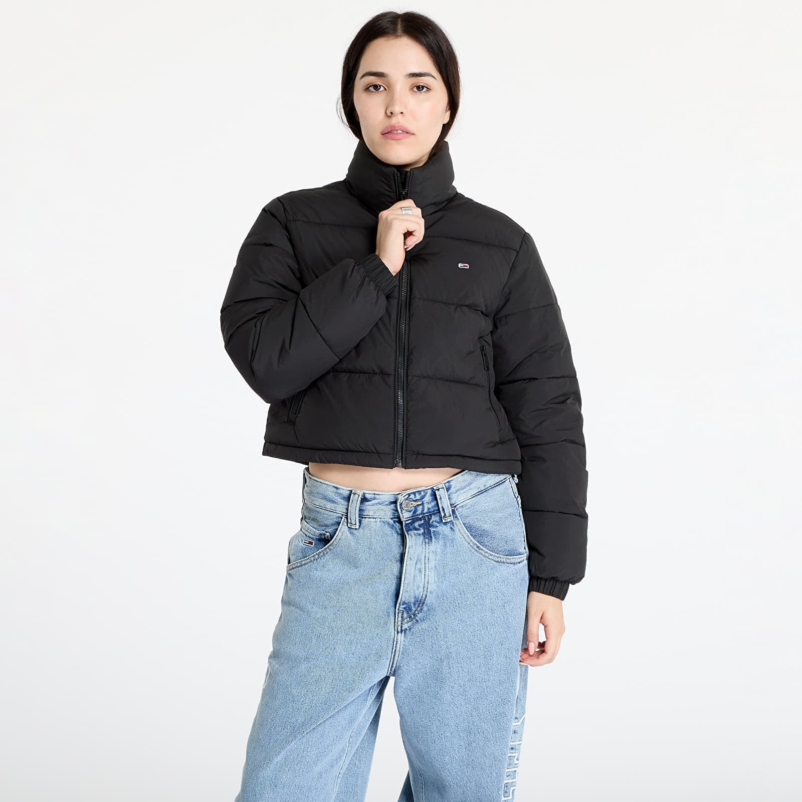 Jachetă Tommy Jeans Crop Essential Puffer Jacket Black L
