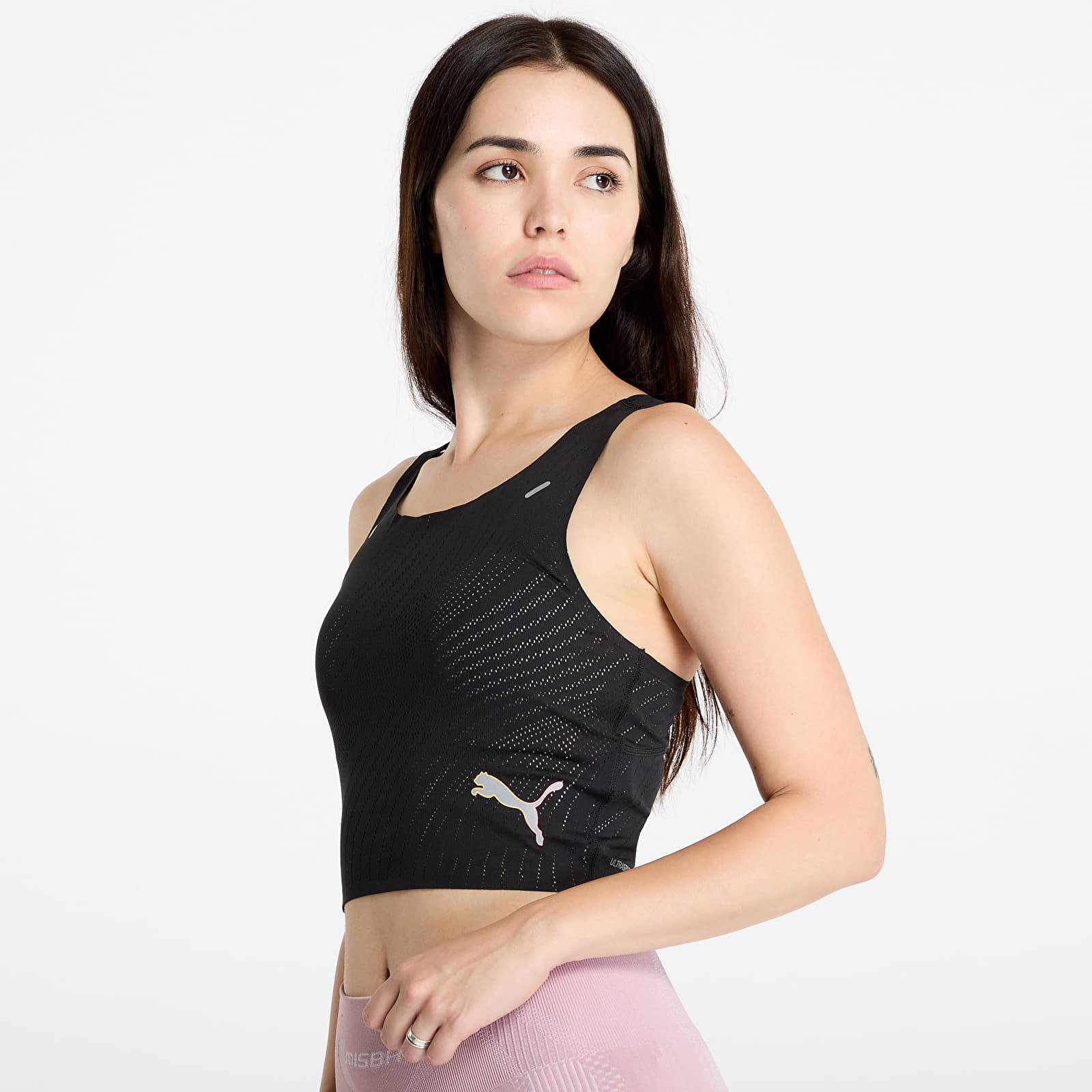 Γυναικείες μπλούζες PUMA Run Ultraspun Crop Top W Black