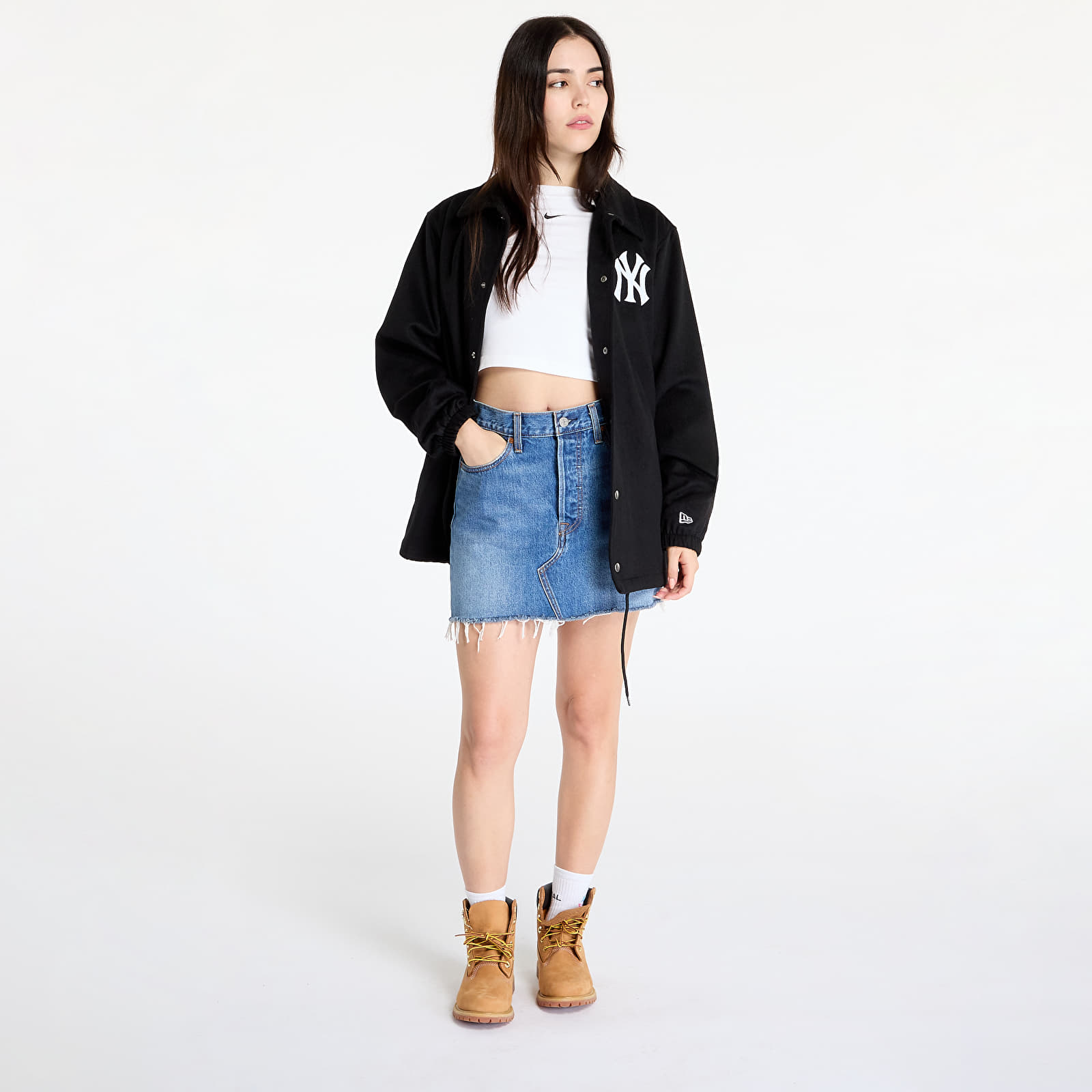 Herrenjacken New Era New York Yankees MLB Wool Coaches Jacket UNISEX Black/ White