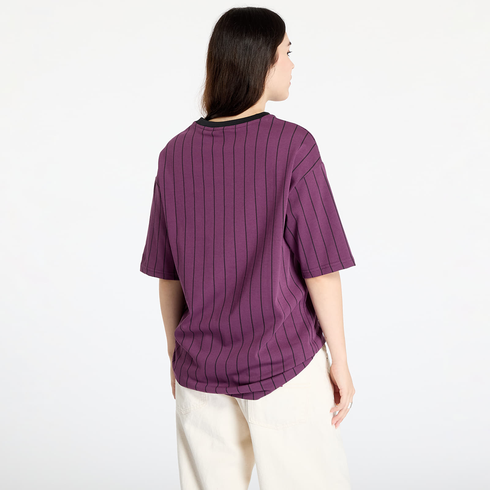 Pánská trička New Era Pinstripe Oversized Tee UNISEX Damson/ Black