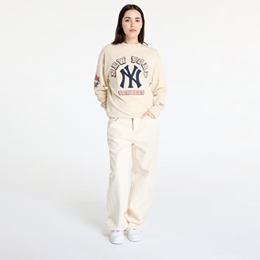 【New Era】 ★ MLB New York Yankees Sweat Shirt ★ Over Fit NEW ERA NEW YORK YANKEES MLB LARGE LOGO DARK RED CREW NECK