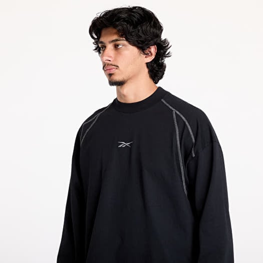T Shirts Manner Reebok Long Sleeve Uniform Tee UNISEX Black Shadow Queens