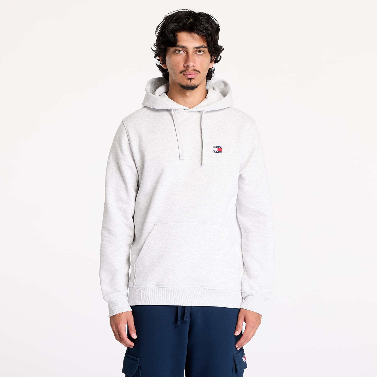 Moške majice Tommy Jeans Regular Badge Hoodie Silver Grey