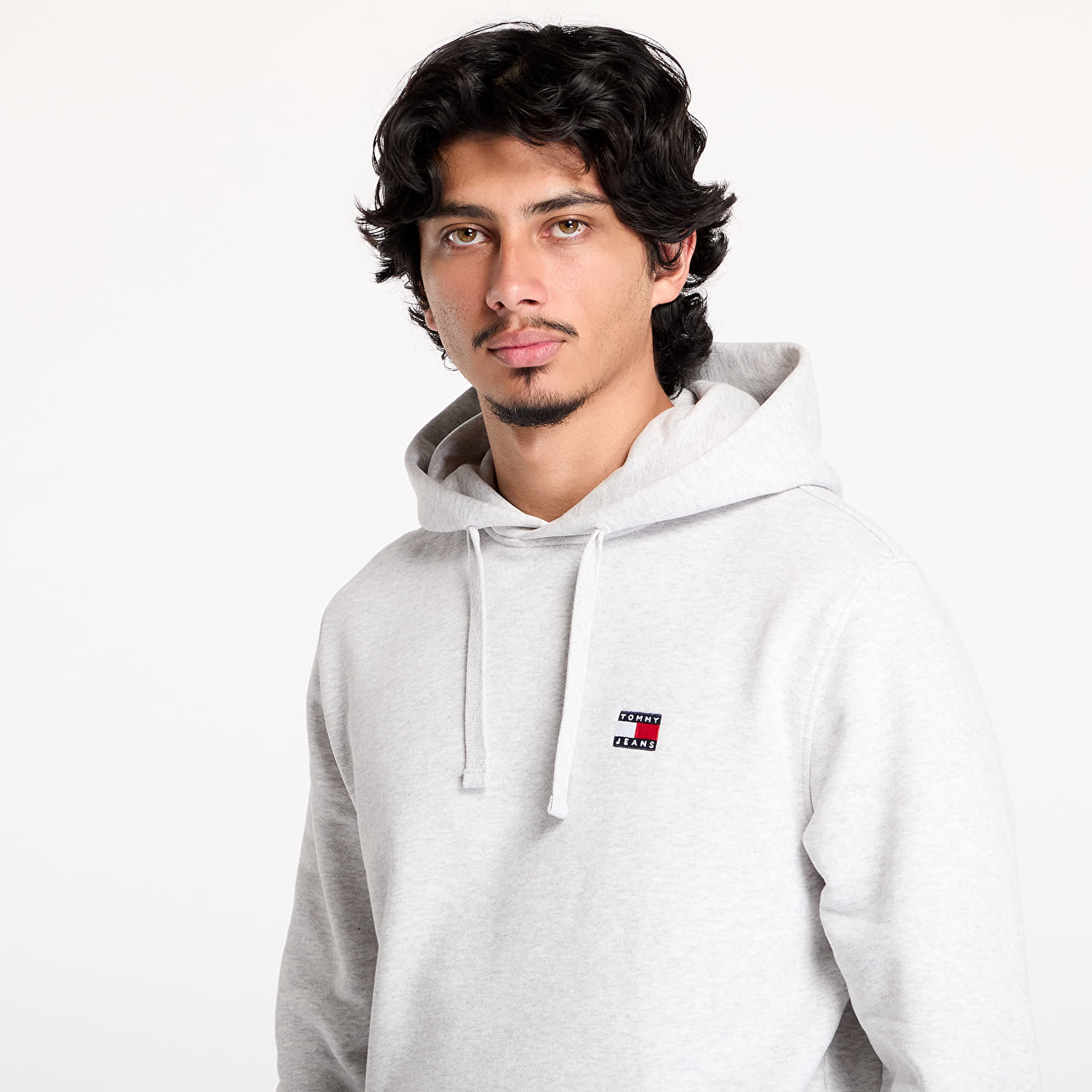 Moške majice Tommy Jeans Regular Badge Hoodie Silver Grey